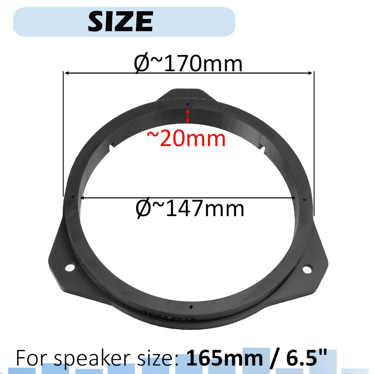 Aerzetix - Kit di 2 adattatori per altoparlanti Ø165mm in plastica ABS | compatibile con Fiat 500 (312) Panda III, Ducato/Iveco Daily, Opel Corsa C/D/E, Astra F/G/H, Zafira A, Citroën Jumper/Relay