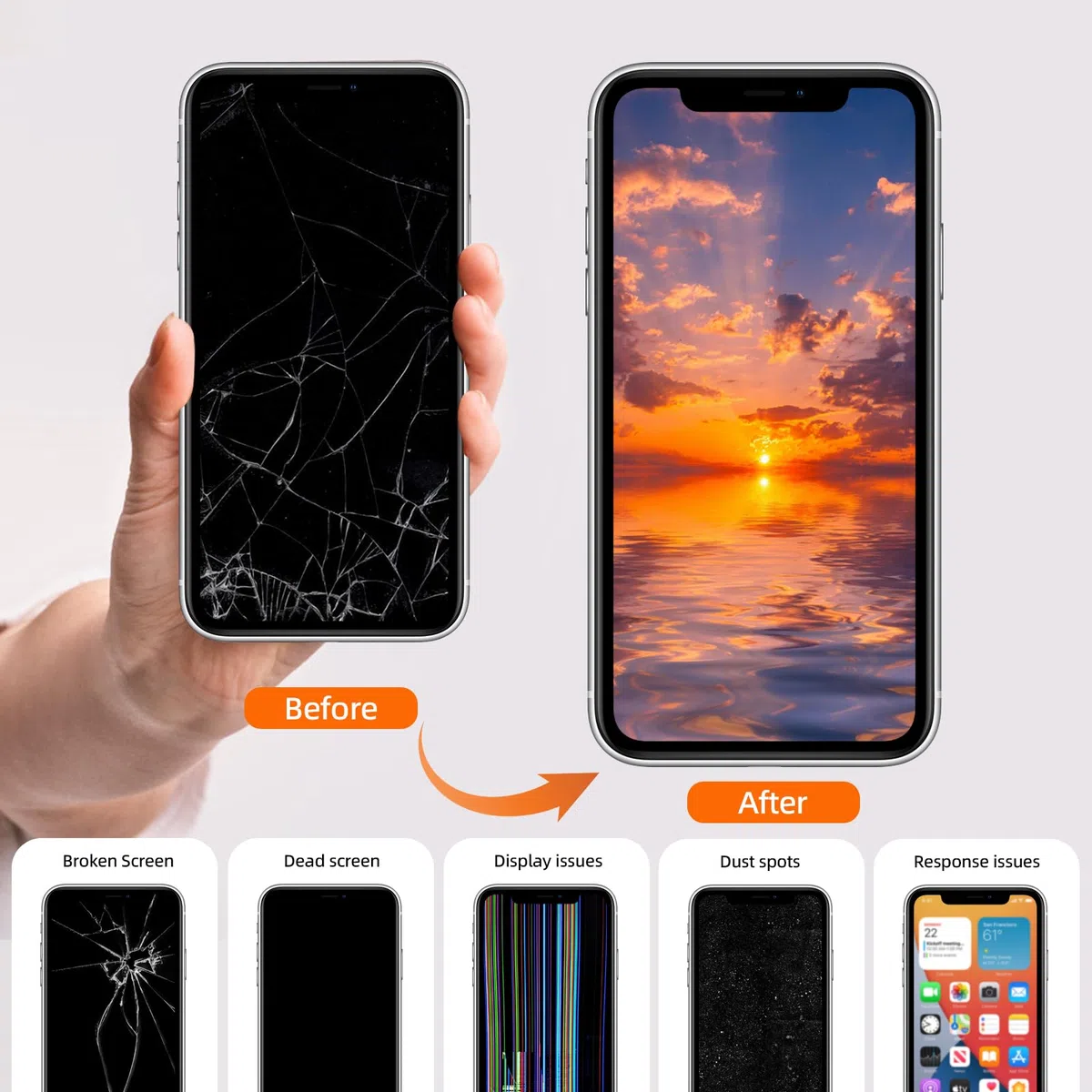 DTD Schermo per iPhone 11 PRO Max, Display per iPhone 11 PRO Max, LCD Touch Screen Digitizer Parti di Ricambio con Strumenti di Riparazione