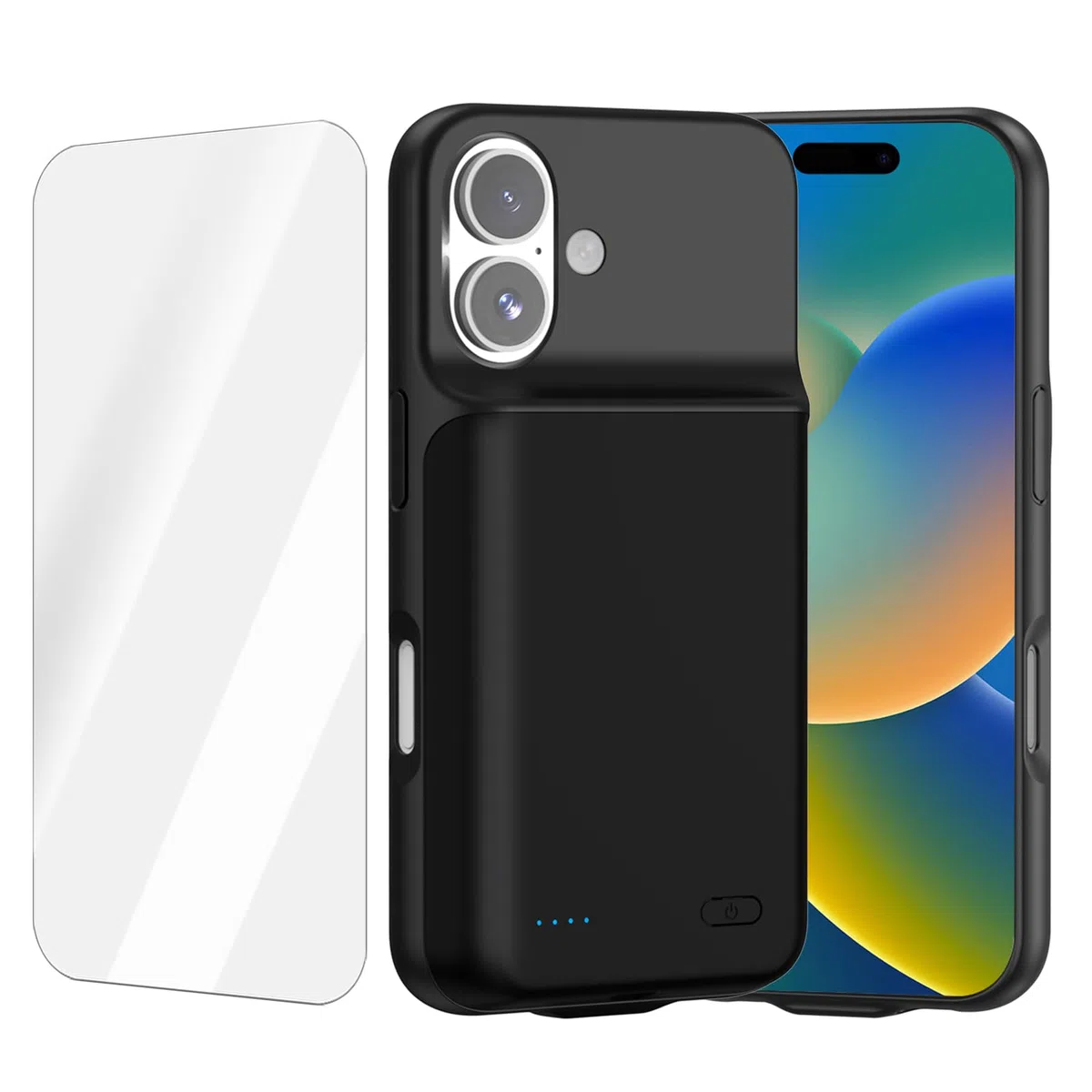 Custodia con Batteria per iPhone 16 da 8500mAh, Custodia di Ricarica Ricaricabile Sottile, Cover Protettiva Portatile con Batteria per iPhone 16 (6,1 pollici), nera