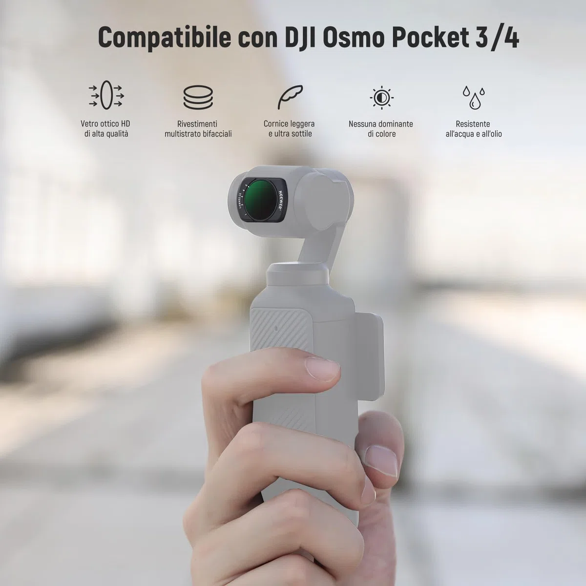 NEEWER Filtro 2 in 1 ND2-32 Variabile e Black Diffusion 1/4 Compatibile con DJI Osmo Pocket 3/ Pocket 4 / Xtra Muse, Magnetico per Action Camera con Protezioni Schermo e Panni di Pulizia