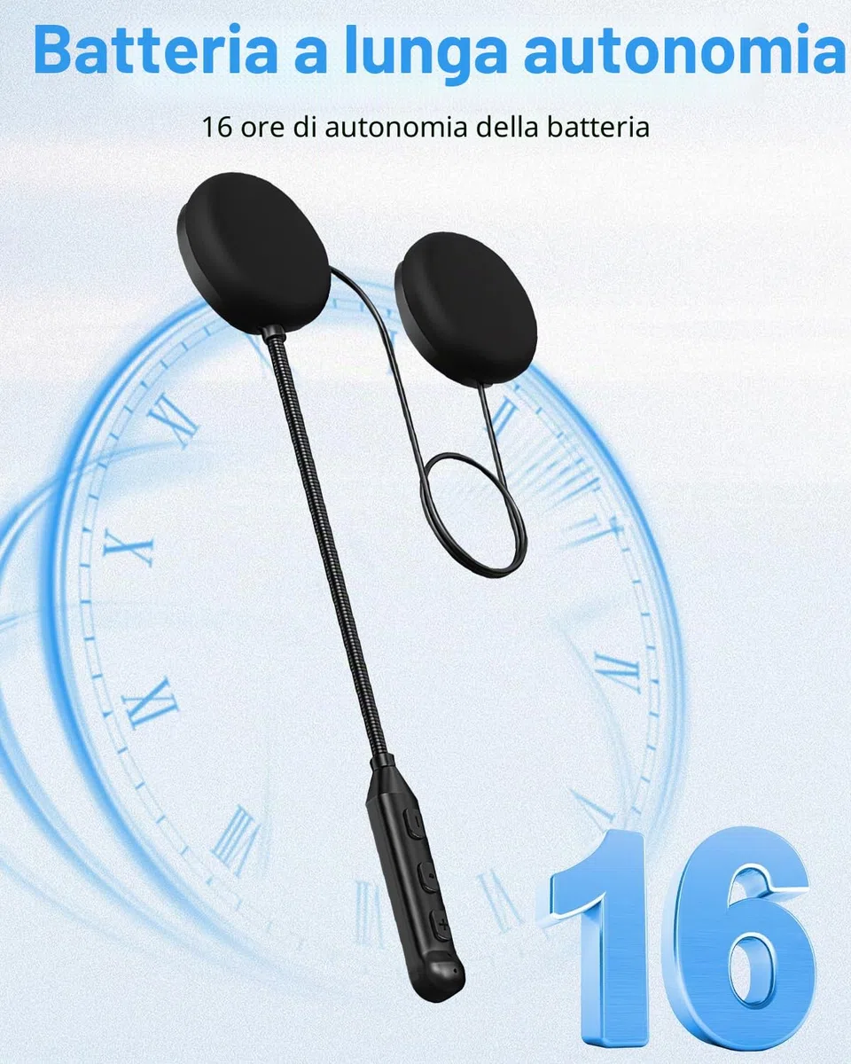 Auricolare Bluetooth Moto Bt5.3, Autonomia 16 Ore, Chiamata Vivavoce Microfono, Controllo Chiamata, Riduzione Rumore