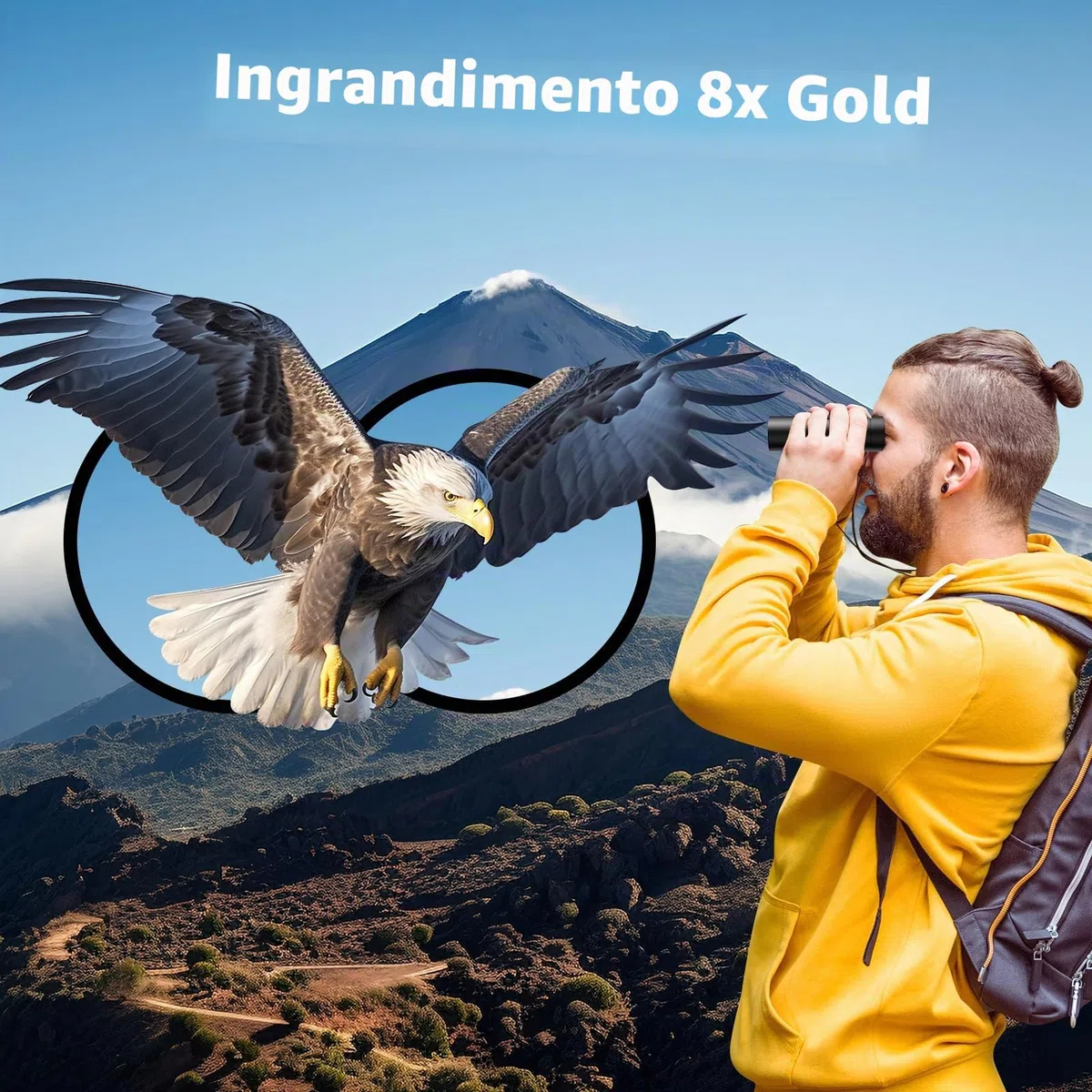 USCAMEL Binocolo Professionale Compatto, 8x21 Mini Binocolo, Alta Potenza Alta Definizione per Bird Watching, Escursionismo, Campeggio Caccia, Viaggio, Sportivi, Concerti