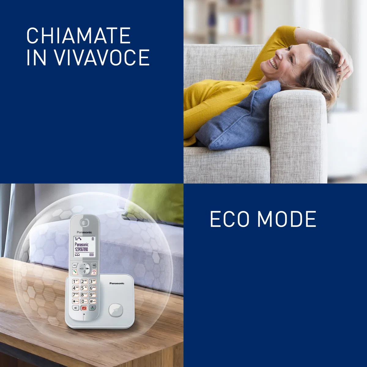 Panasonic KX-TG6851JTS Telefono Cordless Digitale, Unità Base e Ricevitore Singolo, ID Chiamante, Blocco Chiamate Indesiderate, Suoneria Categoria, Display LCD, Tastiera Illuminata, Argentato