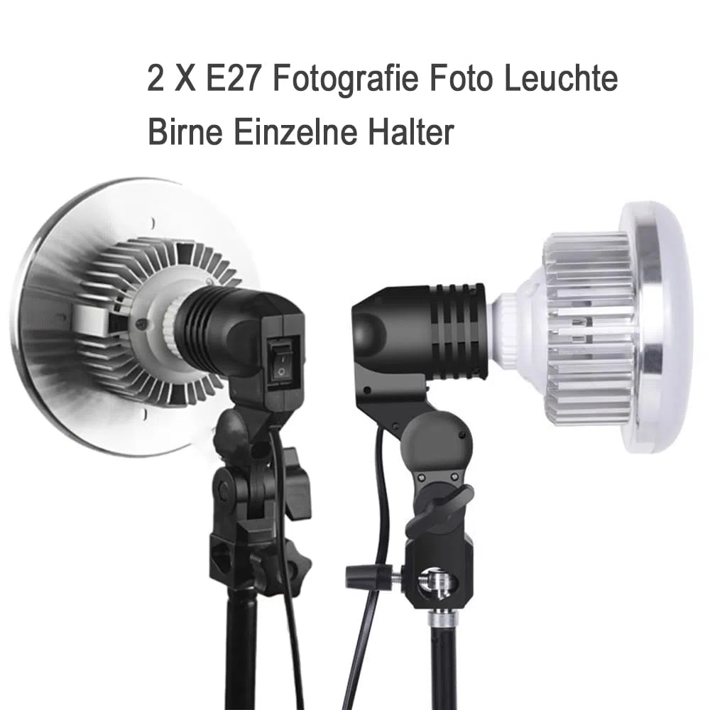 2 X Fotografia Lampada Fotografica Singolo Supporto E27 Attacco Clip Studio EU Spina