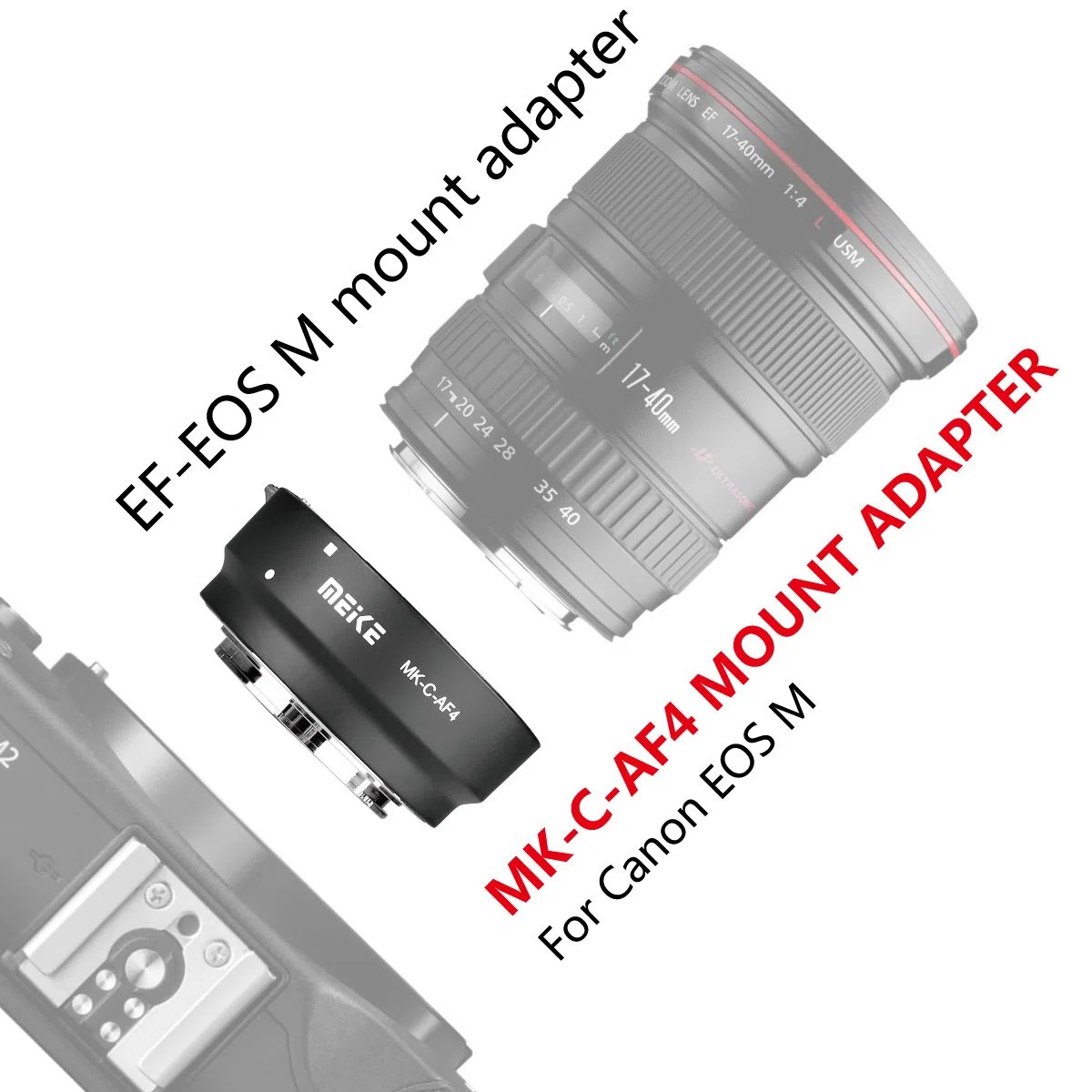 Meike MK-C-AF4 Adapter Extesnion Tube Compatible with Canon EF EF-S lens to EFM-Mount Camera