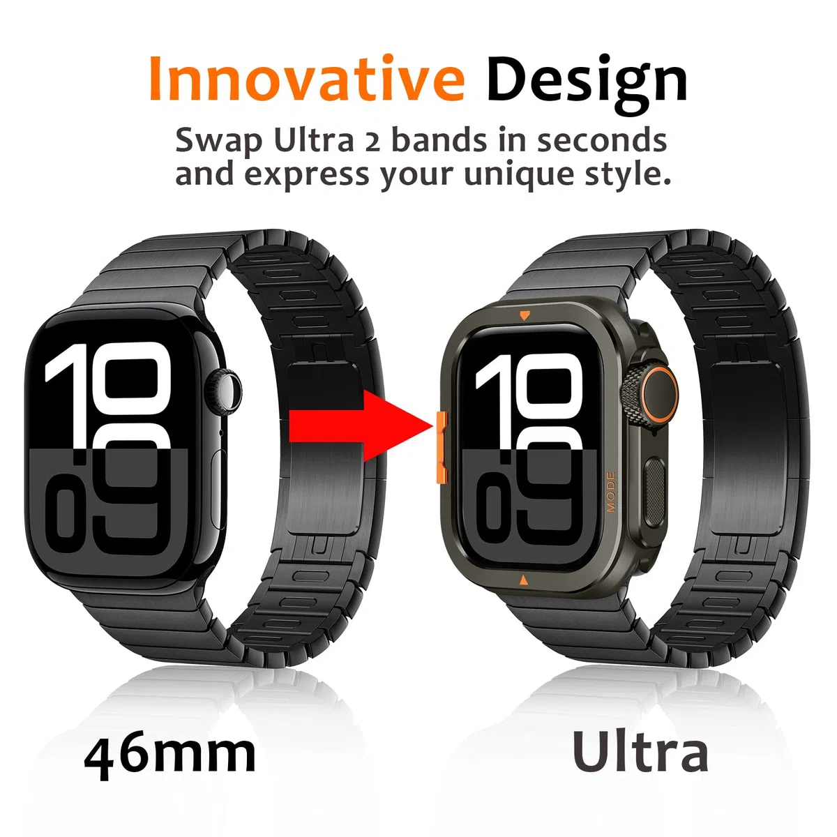 Amizee Metallo Cover Compatibile con Apple Watch Serie 11/10 46mm con Indietro Coprire, Rugged Protezione Paraurti Anti-Graffio Custodia Protettiva per iWatch 46mm, Graphite