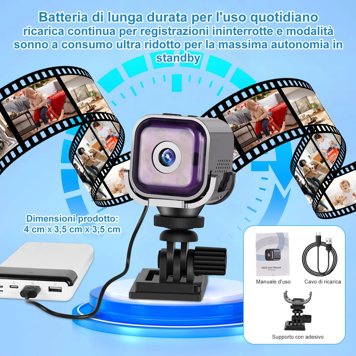 Telecamera Spia WiFi Interno, Mini Videocamera Sorveglianza 1080P con Visione Notturna, Telecamera Nascosta,Rilevamento di Movimento e Controllo Remoto via App