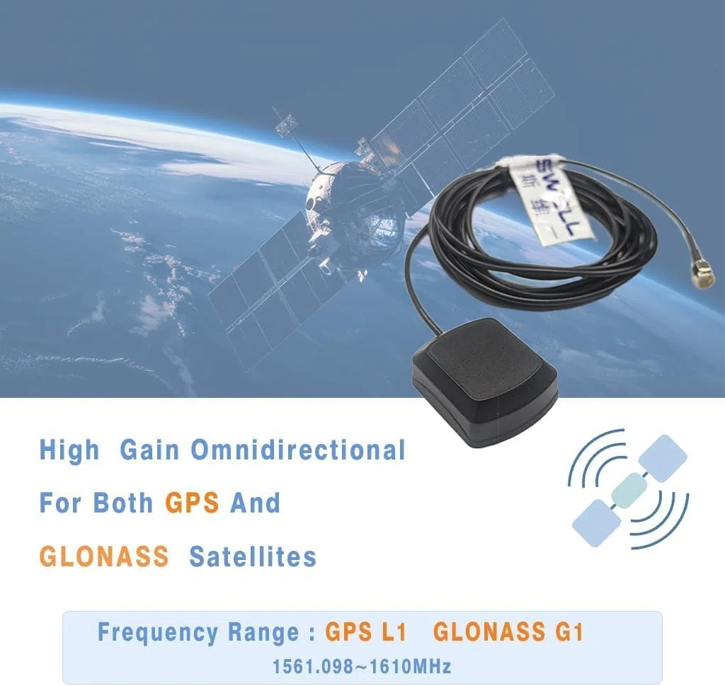 Maswell GLONASS G1 GPS L1 Antenna magnetica attiva IP67 Navigazione Veicolo Auto Camion Barca Barca Camper Navigazione satellitare Cavo da 3 metri Spina SMA Antenna esterna Impermeabile per esterni