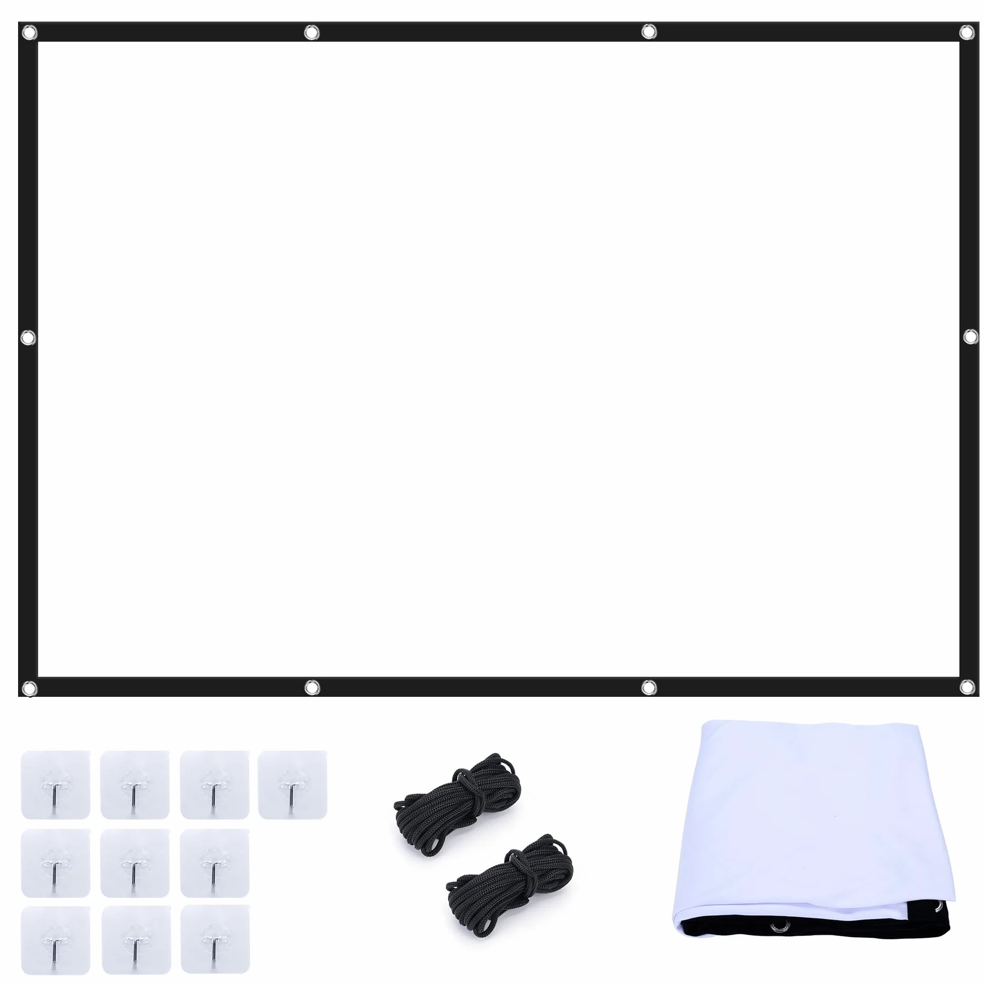 Schermo Proiettore 100 Pollici, Telo Proiettore 16:9 4K Full HD, Portatile Projector Screen Anti Rughe per Esterno Cinema Casa Festa Campeggio