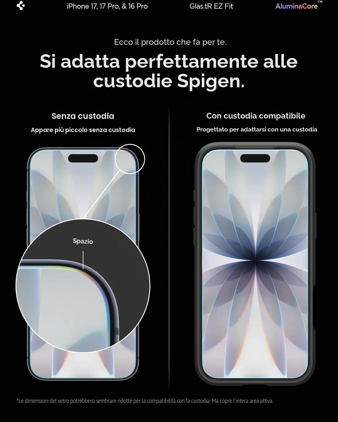 Spigen Glas.tR EZ Fit Vetro Temperato compatibile con iPhone 17 Pro, iPhone 17, iPhone 16 Pro, 2 Pezzi, Installazione Facile, Cristallino, Durezza 9H Pellicola prottetiva
