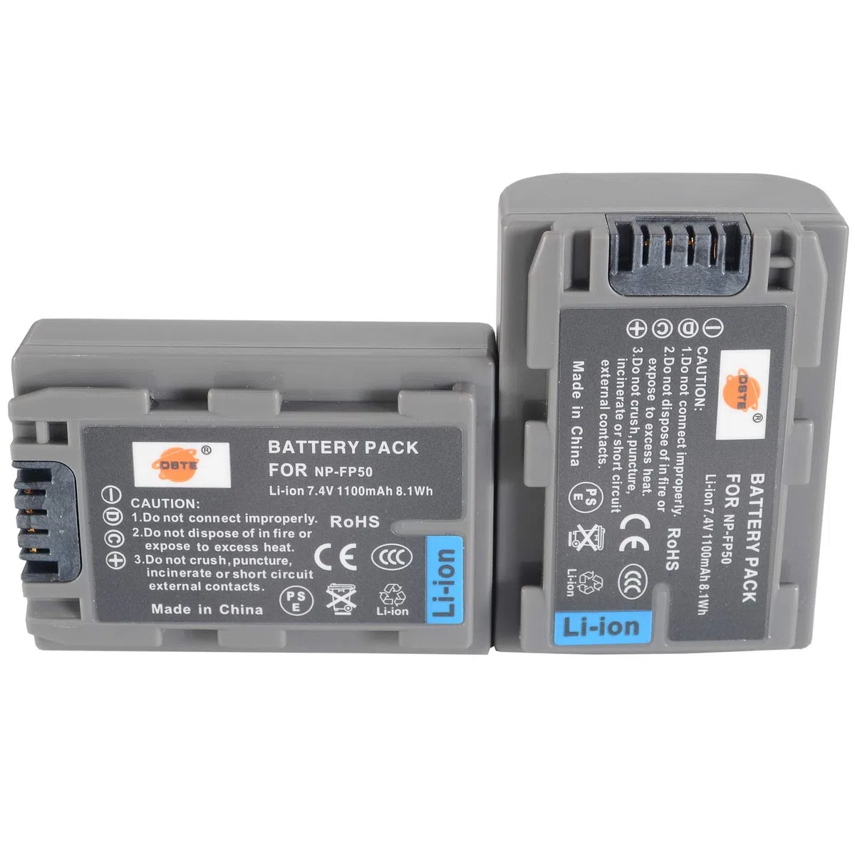 DSTE 2-Pacco NP-FP50 Batteria + Caricabatteria Compatibile per DCR-30 DCR-DVD105 DCR-DVD105E DCR-DVD202E DCR-DVD203 DCR-DVD205 DCR-DVD304E