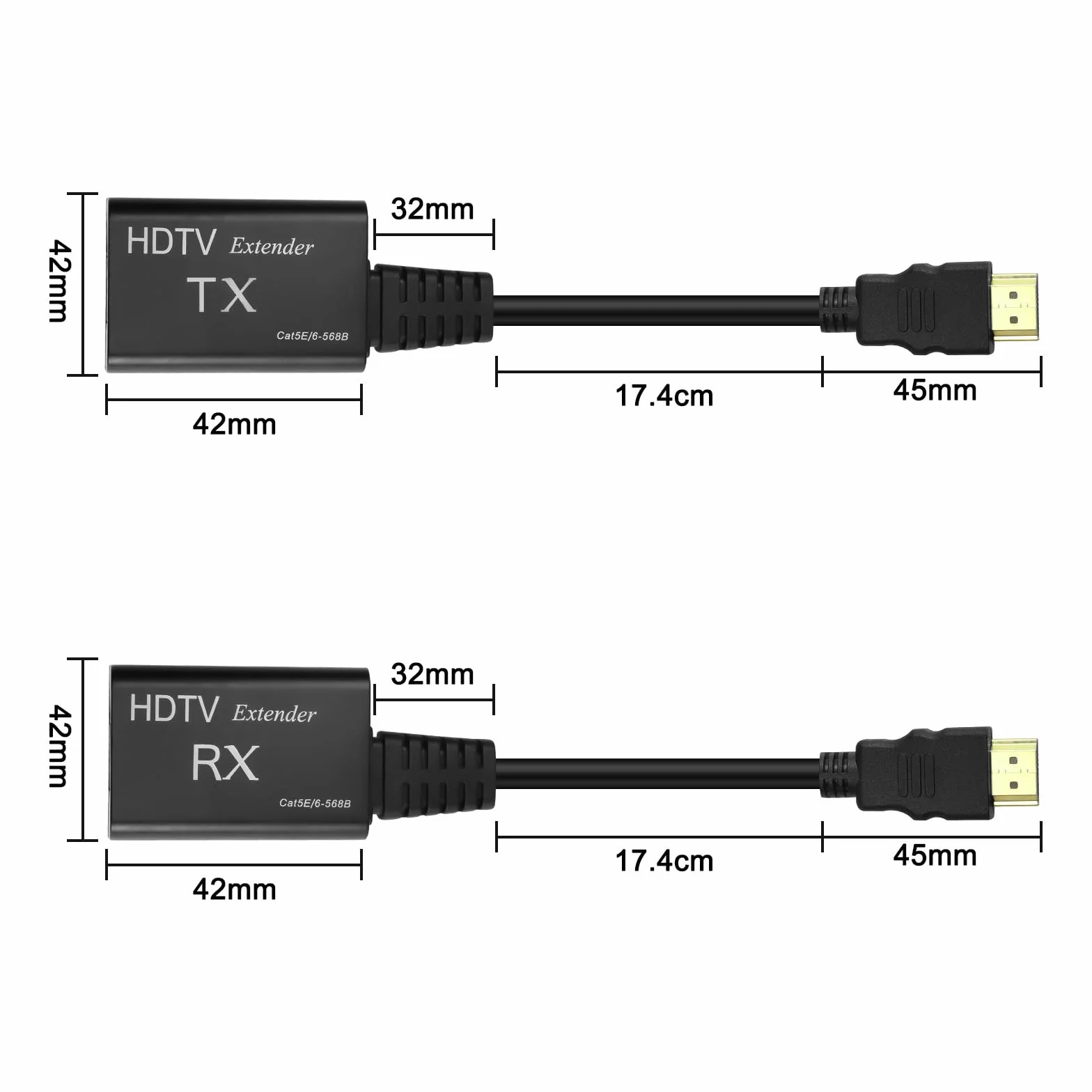 Prolunga HDMI, da HDMI maschio a RJ45 Ethernet LAN, convertitore e ripetitore, fino a 60 m, Cat 5e/6, 1080p, per HDTV HDPC PS4 STB 4K 2K (60 metri)
