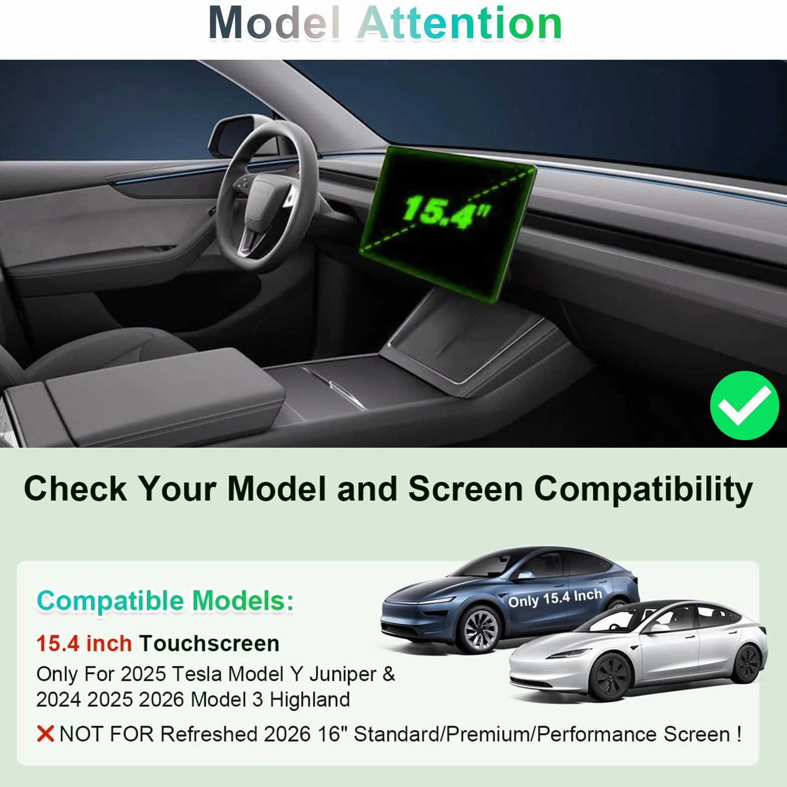 GAFAT 15,4" Tesla Model Y Juniper 2025/ Model 3 Highland 2024 2025 Pellicola Protettiva per Navigazione, Tesla Model Y 2025 TouchScreen Pellicola in Vetro, Antiurto, 9H Anti-Graffio (Non 1 6")