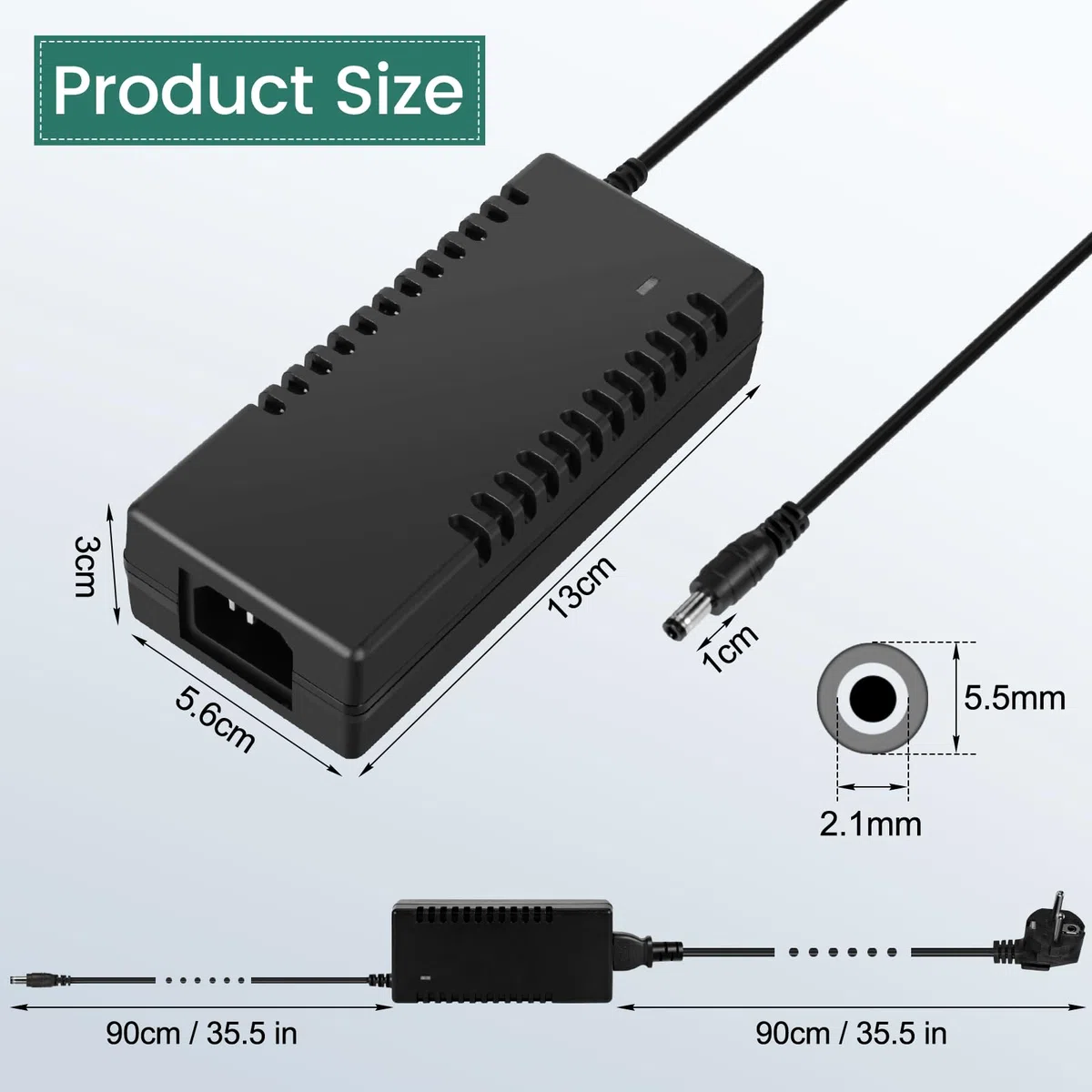 Adattatore di alimentazione universale da 24 V, 6 A, CA 100-240 V fino a CC 24 V, 6 A, alimentatore per strisce LED, TV, DVD, LCD, monitor radio, fotocamera, presa europea 5,5