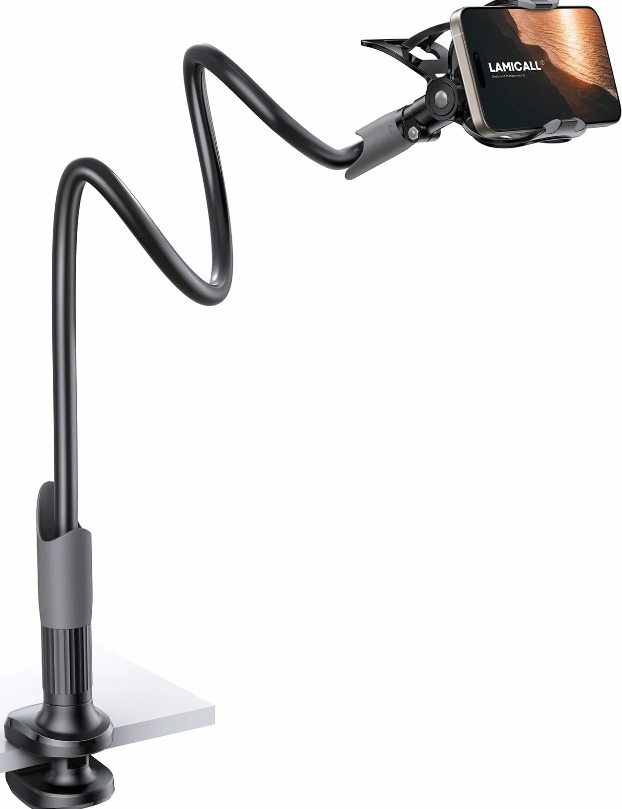 Lamicall Supporto Telefono, Collo D'oca Supporto Regolabile - Universale Stand per iPhone 17 16 15 14 13 Pro Max, Plus Mini XS XR X 8 7, Switch, Samsung S10 S9 S8, Scrivania, Altri Smartphone - Nero