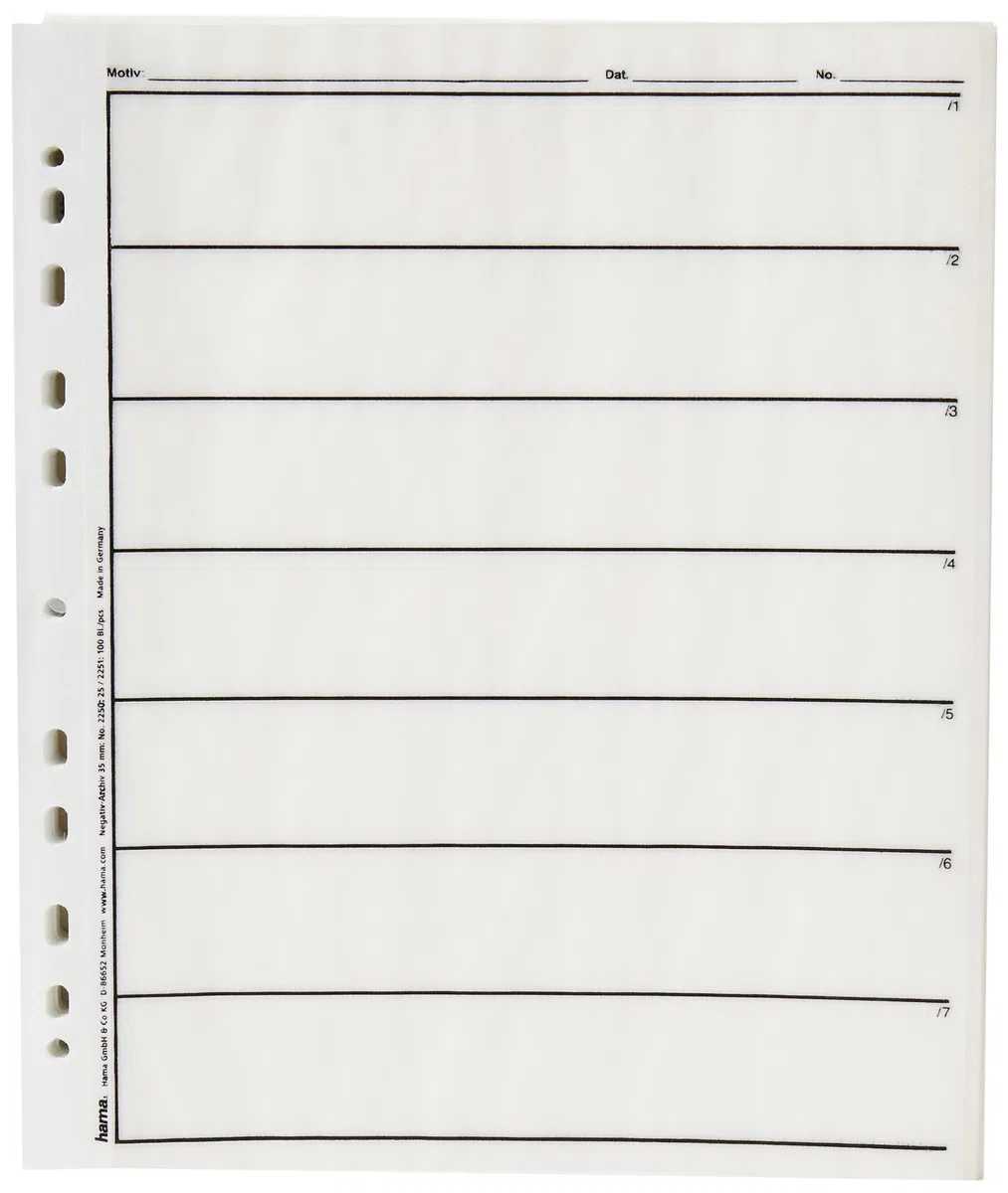 HAMA Fogli per archivio negativi 24x36 - 100 pz., orizzontale, Trasparente