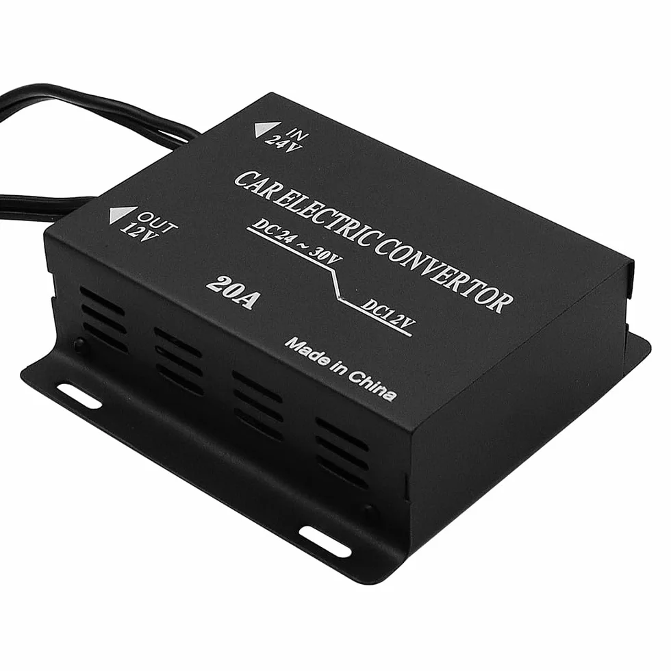 DollaTek Convertitore di alimentazione per auto da 24 V a 12 V con presa accendisigari, 20 A, nero, uscita 12 V CC, 240 W, confezione da 1