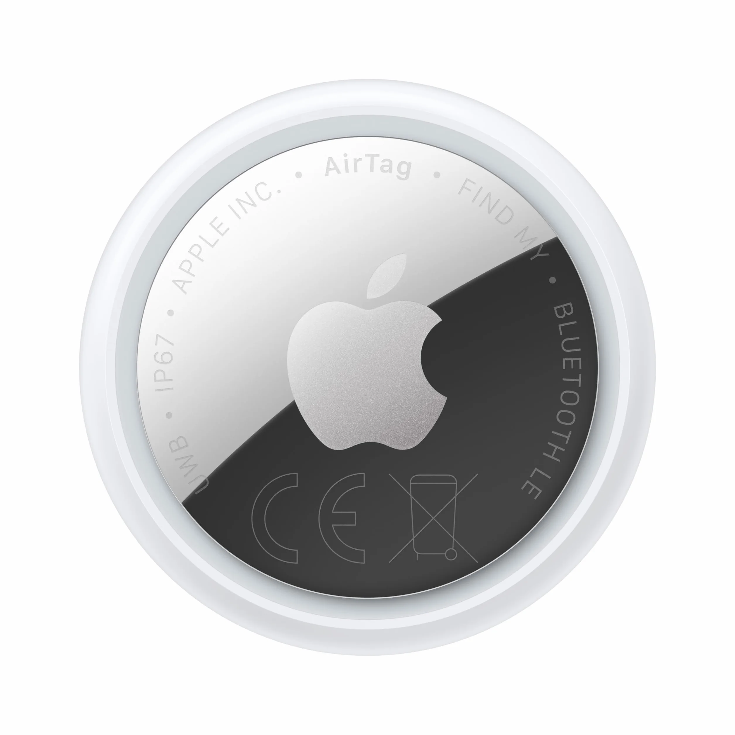 Apple AirTag (seconda generazione): utile per localizzare portachiavi, portafogli e molto altro; funziona emettendo un suono; si configura con un semplice tap da iPhone o iPad