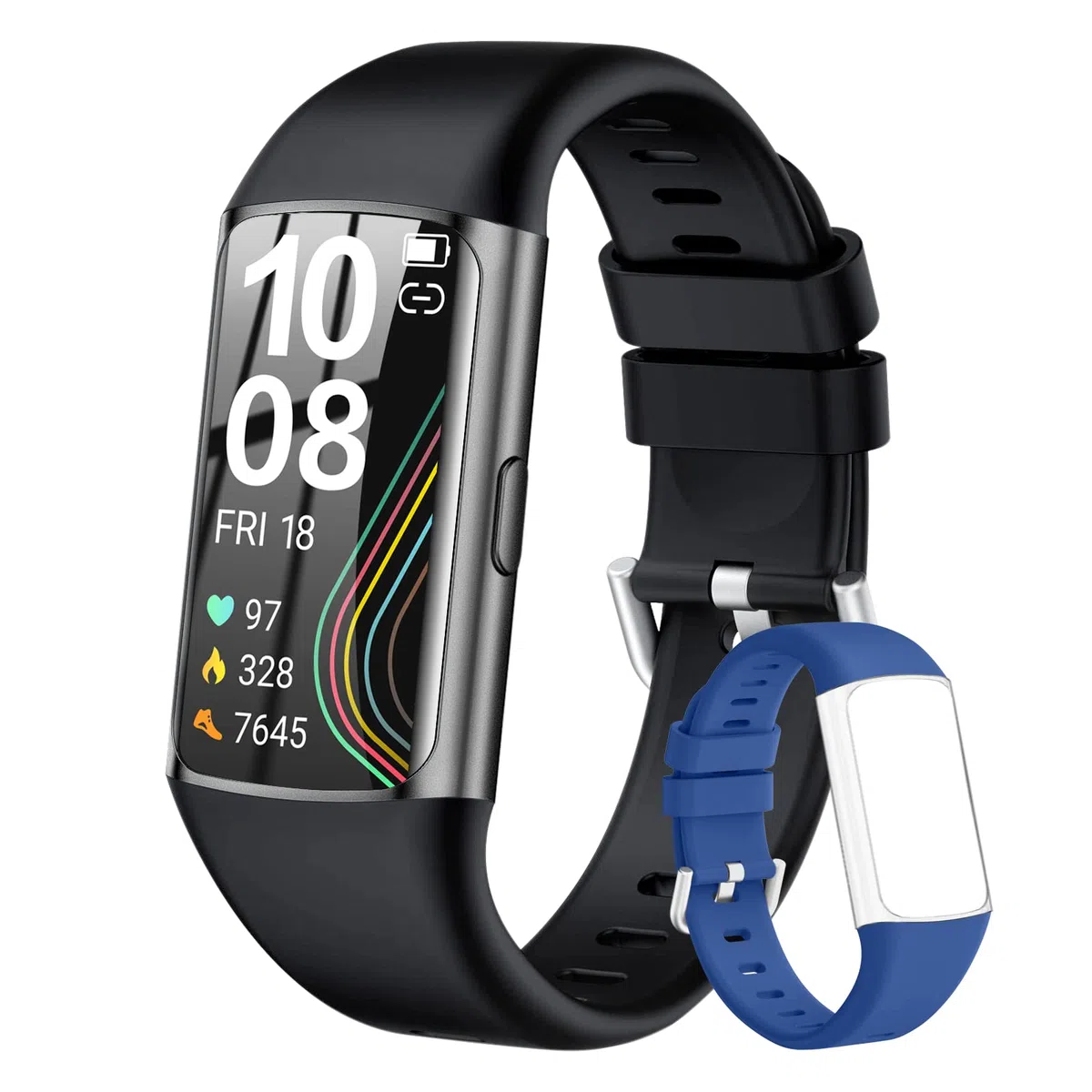 Smartwatch da donna, uomo, 1,47", touch screen, con frequenza cardiaca, ossimetro, podometro, colorato, sonno, impermeabile IP68, per Android iOS (nero)