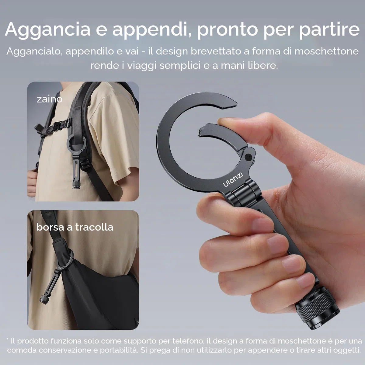 ULANZI MA07 Supporto magnetico per treppiede per telefono, supporto per telefono in alluminio con vite da 1/4", adattatore in metallo con scarpa fredda per fotocamera digitale, compatibile con iPhone