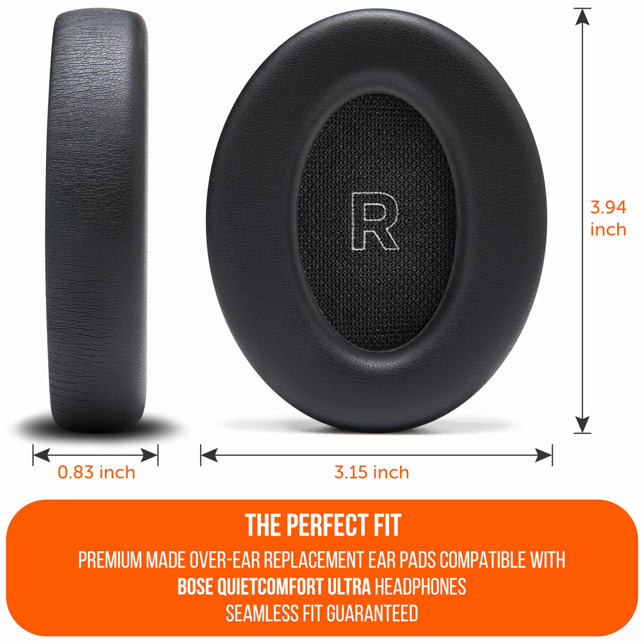 WC PadZ QC Ultra – Cuscinetti auricolari di ricambio aggiornati compatibili con Bose QuietComfort Ultra Gen 1 e Gen 2 di Wicked Cushions | Comfort, spessore e durata migliorati | Black