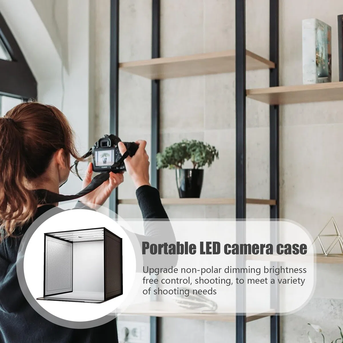 LED Lightbox Booth - da studio pieghevole, cubo di fotografia compatta | Struttura di illuminazione display di sfondo dimmerabile, pannello di configurazione di tiro portatile per accessori Figu