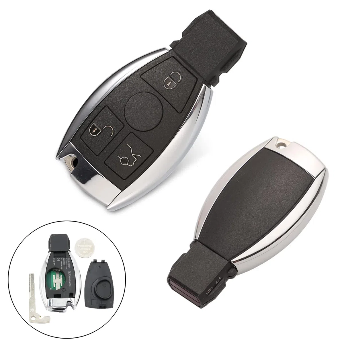 3 Tasti Mercedes 433 MHz Guscio Chiave Telecomando, Telecomandi per Auto con chip BGA Lama NEC per Mercedes Ben-z A B C E S Classe G CLK SLK Classe W204 W211 Ricambio Chiave