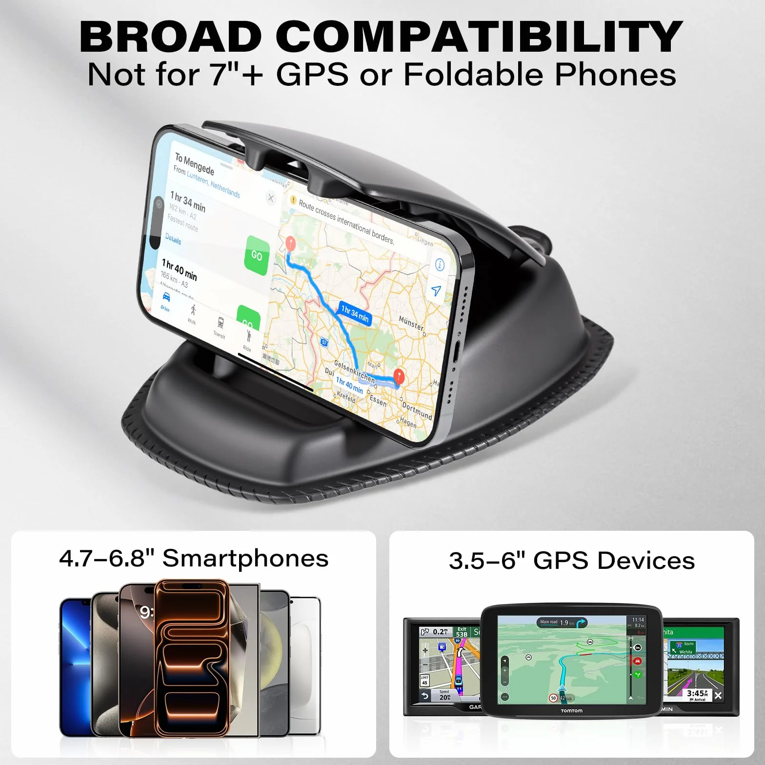 APPS2Car Supporto GPS 2 in 1 Antiscivolo per Auto Camion Garmin Nuvi Tomtom Via GO Magellan Roadmate iPhone