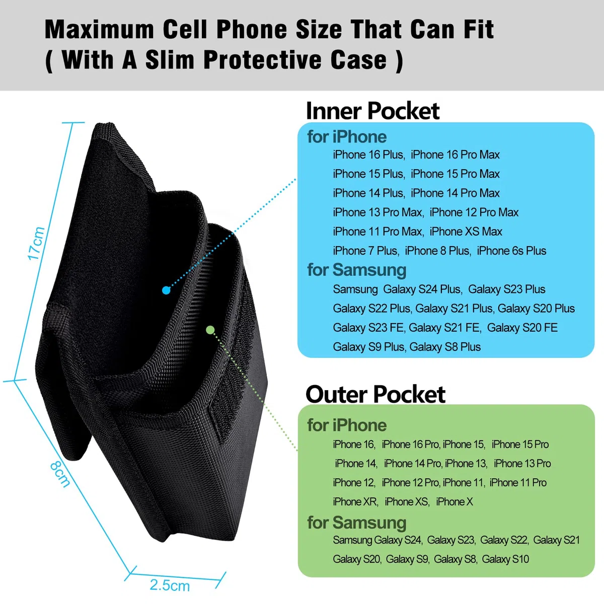 Fondina porta Cellulare, ykooe Portatelefono da Cinta Marsupio Telefono