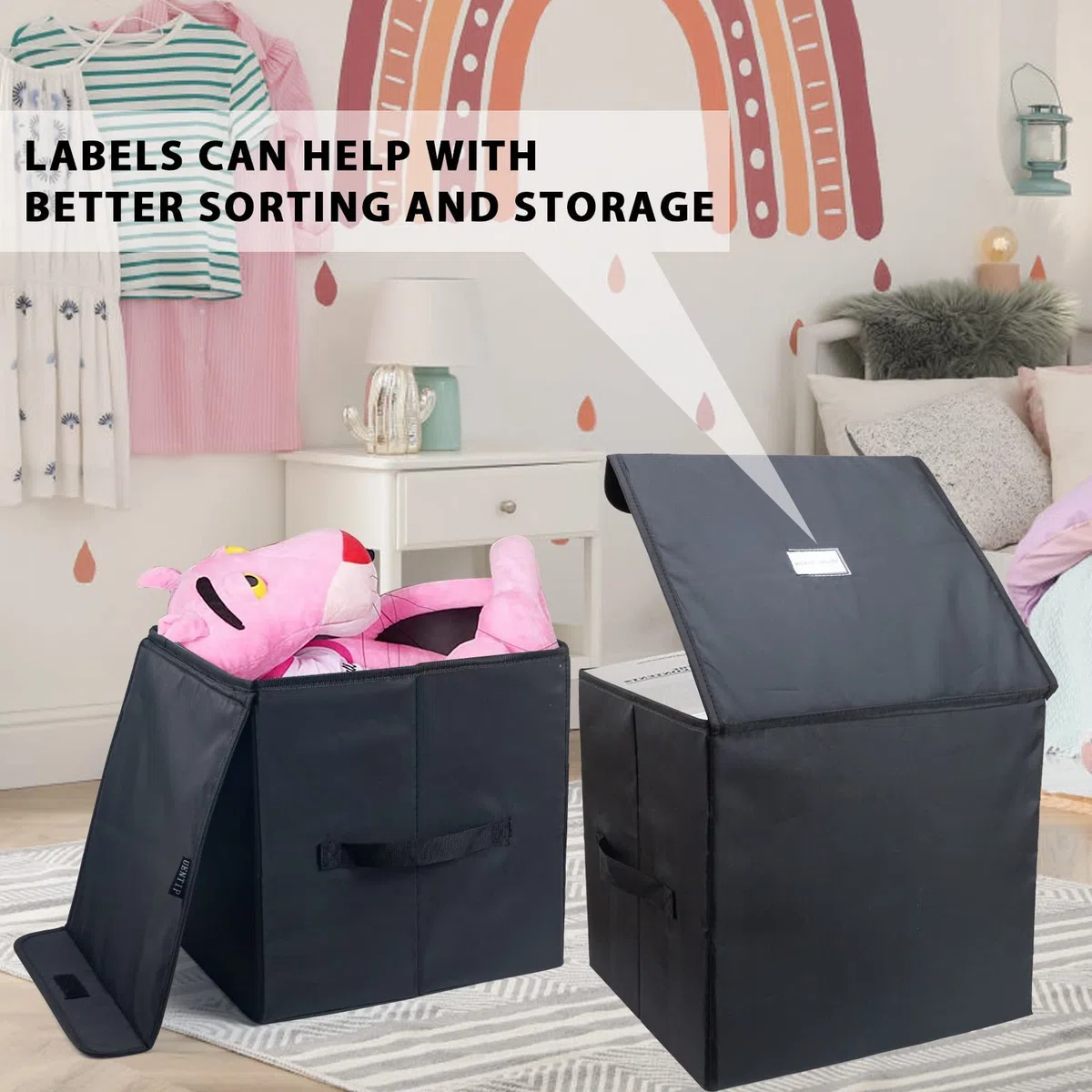 UENTIP Scatola Portaoggetti per Vinili da 30,5 cm - Contiene Fino a 90 Dischi - 35 x 33 x 33 cm - Per Collezione di Album Preziosi - Nero