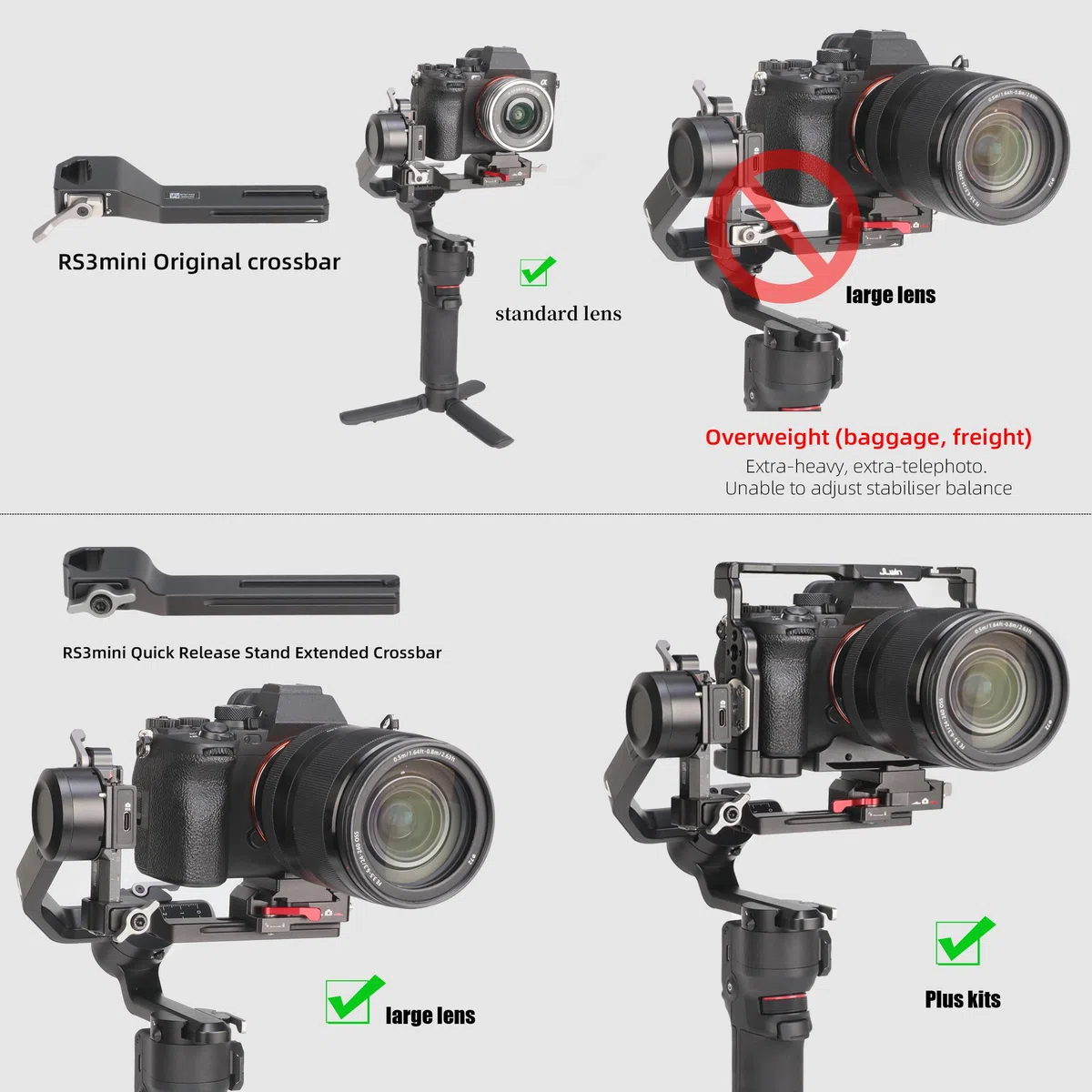 FOTGA Braccio di estensione per stabilizzatore cardanico DJI Ronin RS 3 Mini, piastra di montaggio a braccio verticale esteso a sgancio rapido con design a spazio più lungo per bilanciare RS3 Mini con