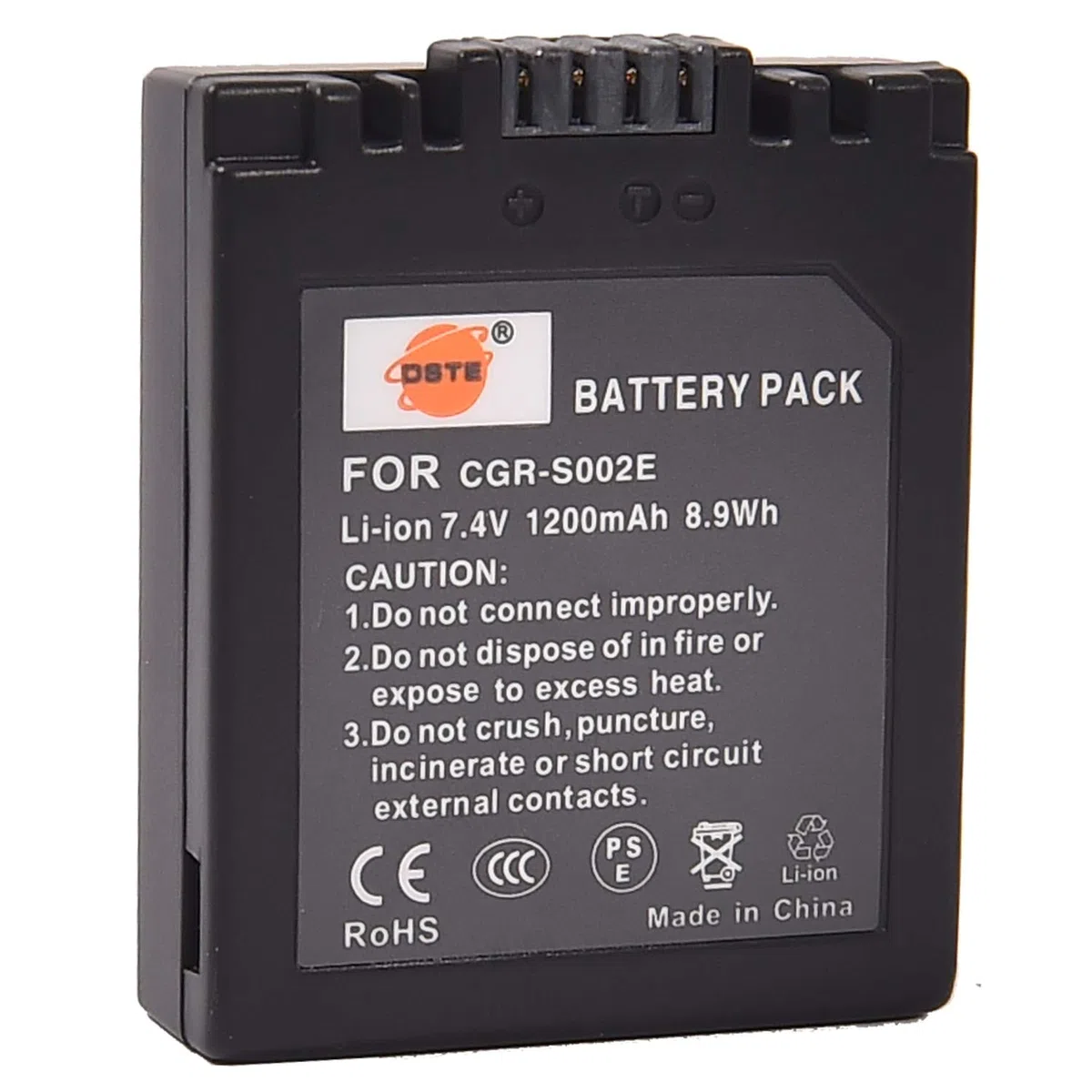 DSTE 2-Pacco Ricambio Batteria Compatibile per Panasonic S002E CGA-S002 CGA-S002A CGA-S002E DMW-BM7 DMC-FZ1 DMC-FZ2 DMC-FZ3 DMC-FZ4 DMC-FZ5 DMC-FZ10 DMC-FZ15 DMC-FZ20