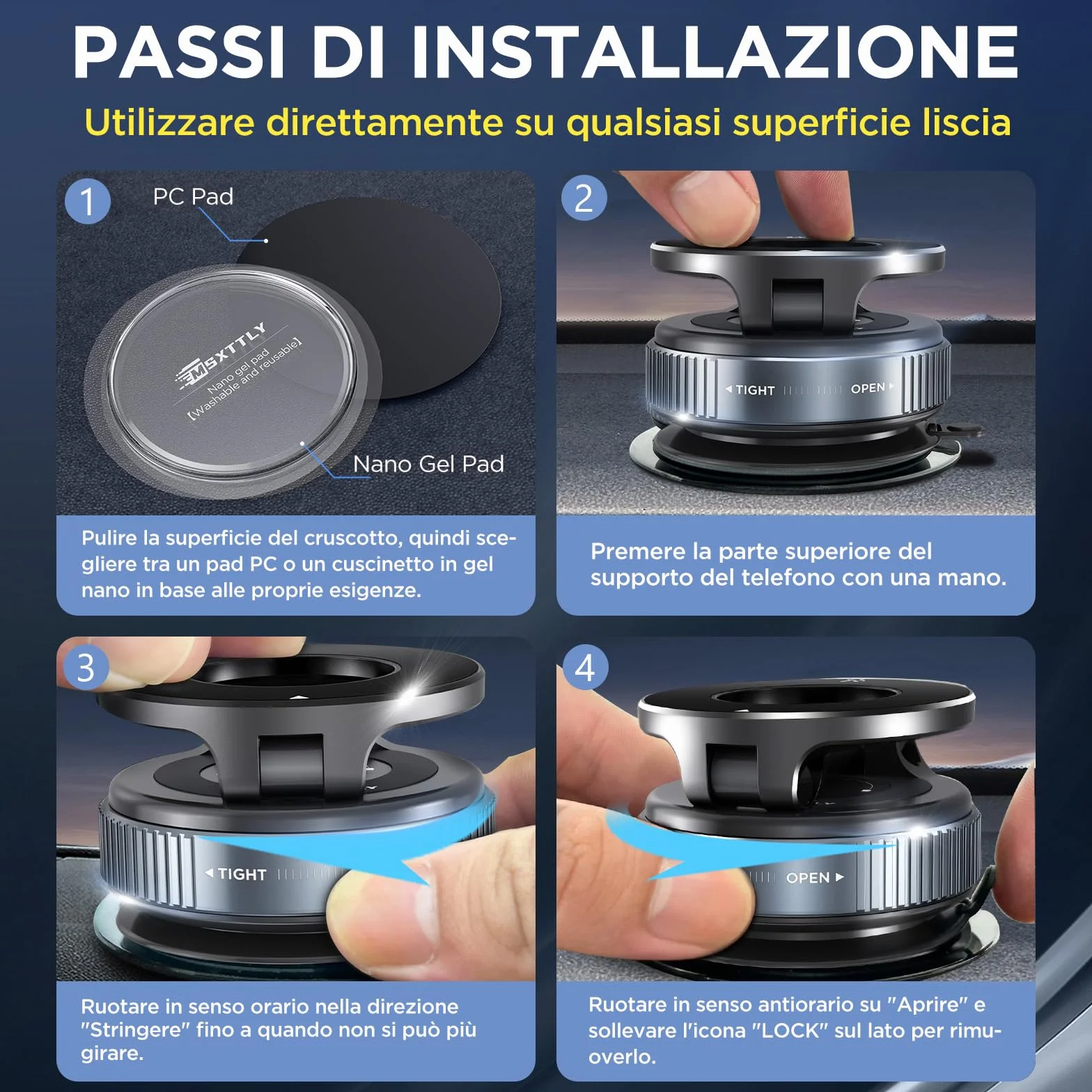 MSXTTLY Supporto Magnetico Cellulare Auto Vmag-S1, Supporto Telefono Auto per Magsafe, 360° Rotazione Pieghevole, Magnete Super Compatibile con tutti i telefoni con iPhone 17-12 Pro MAX e Android Nero