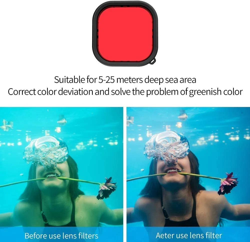 Custodia subacquea impermeabile 60 m trasparente con filtro rosso-viola-rosa Compatible with GoPro Hero (2018), GoPro Hero 7 Black, GoPro Hero 6/6 Black Hero 5/5 Black