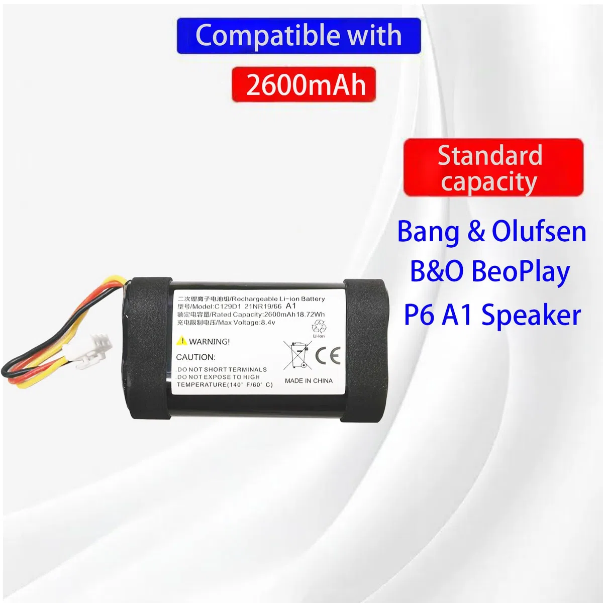 C129D1 - Batteria di ricambio compatibile con Bang & Olufsen B&O BeoPlay P6 A1 Speaker C129d1 C129d3