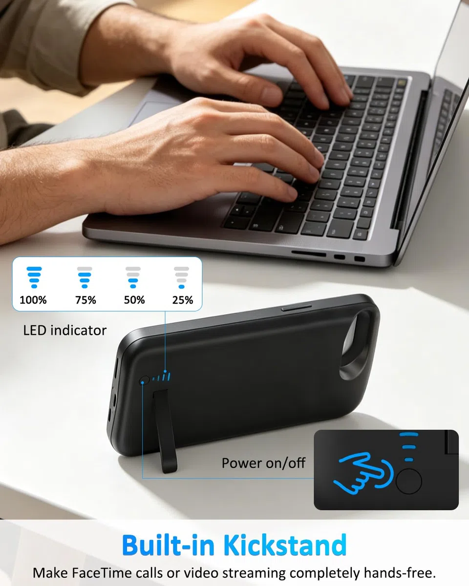 Custodia per iPhone 8/7/6S/6/SE 2020 (4,7", 8500 mAh), sottile custodia di ricarica espansa ricaricabile, custodia portatile con batteria per iPhone SE 2020/7/6S/6/8