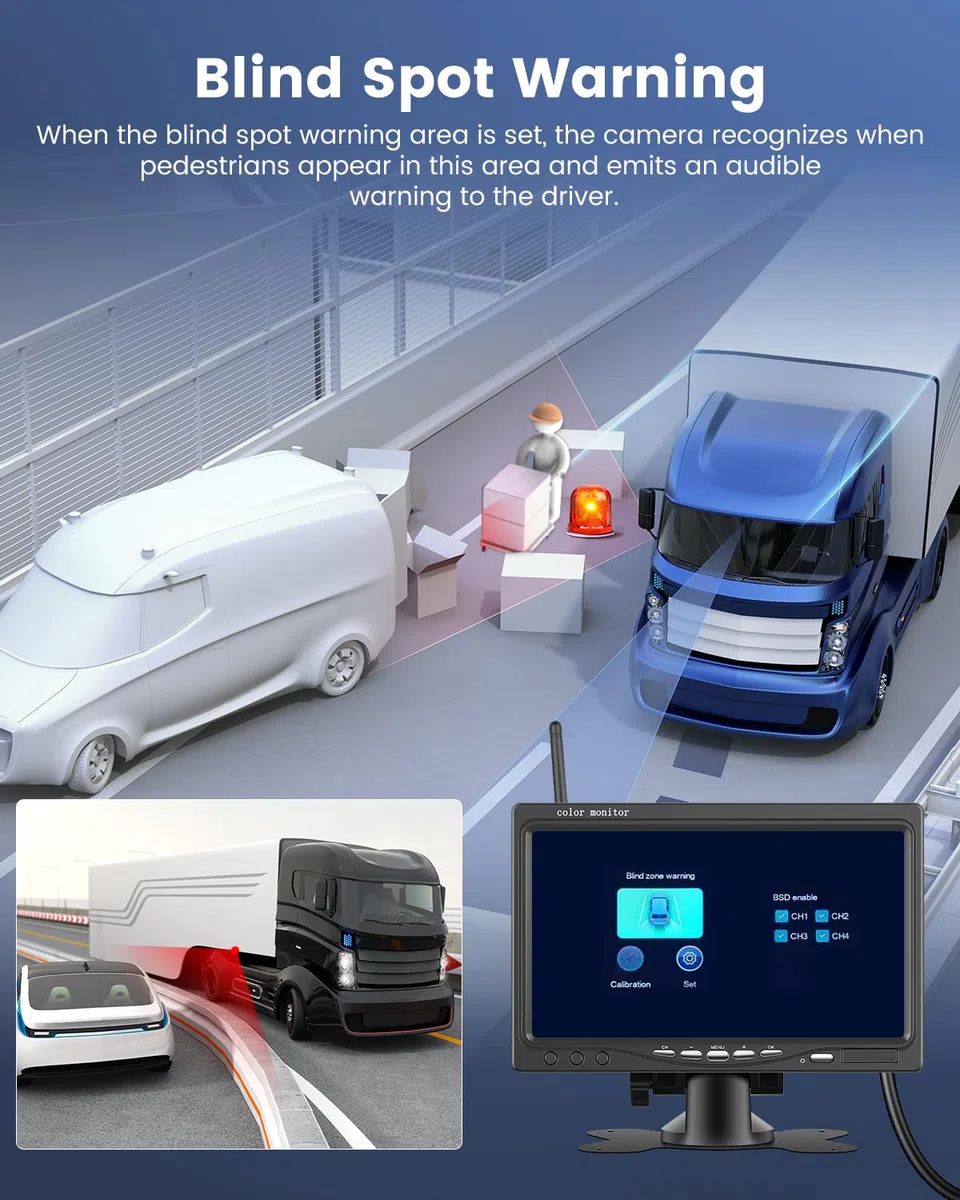 NHOPEEW Kit telecamera di retromarcia senza fili - schermo HD da 7 pollici con telecamera di backup wireless 1080P - visione notturna impermeabile IP68 per camion, rimorchi, autobus, auto, camper ecc