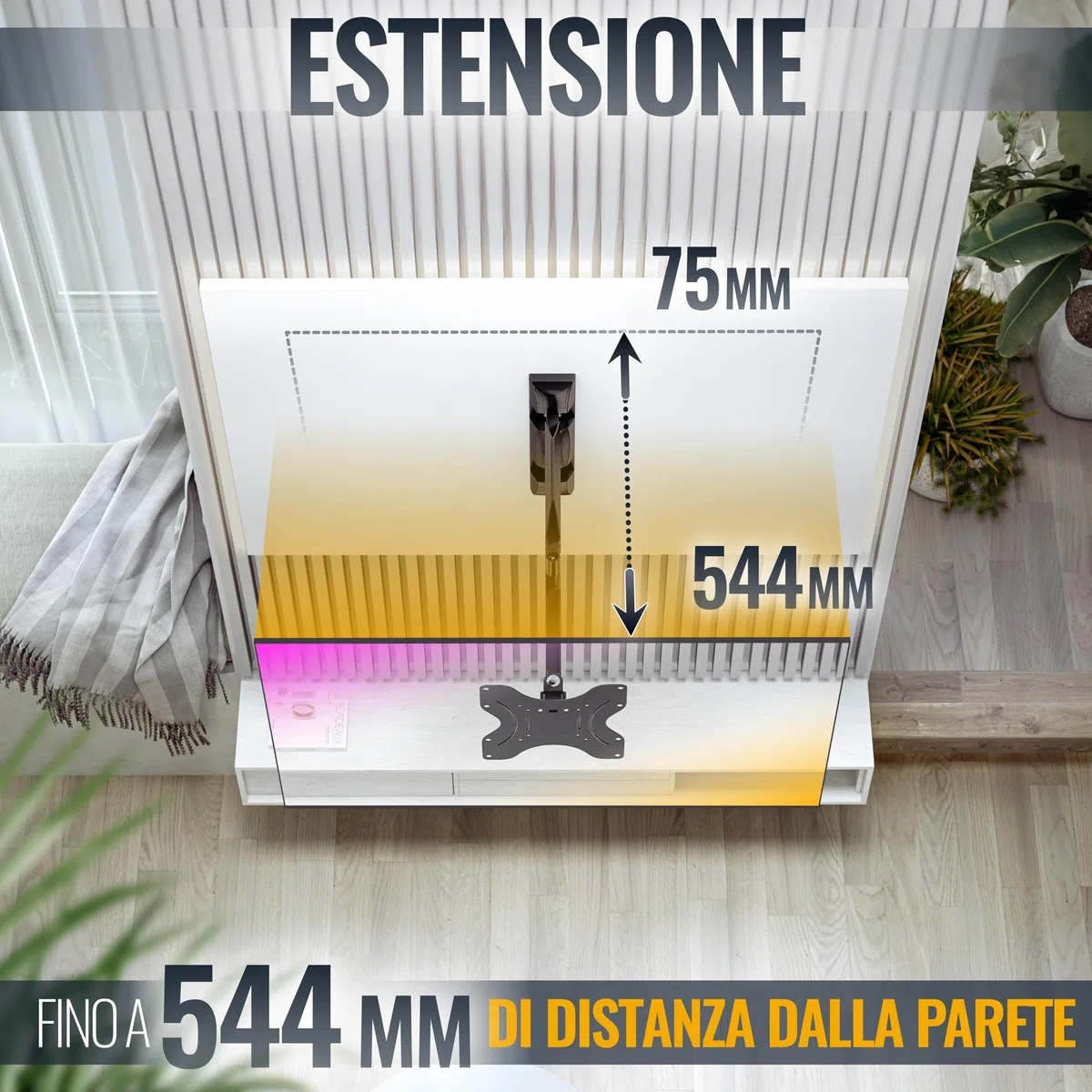 RICOO S0822 Supporto TV da parete Staffa TV 32-55 pollici per 32 43 50 55 pollici girevole inclinabile fino a 60 kg max VESA 200x200