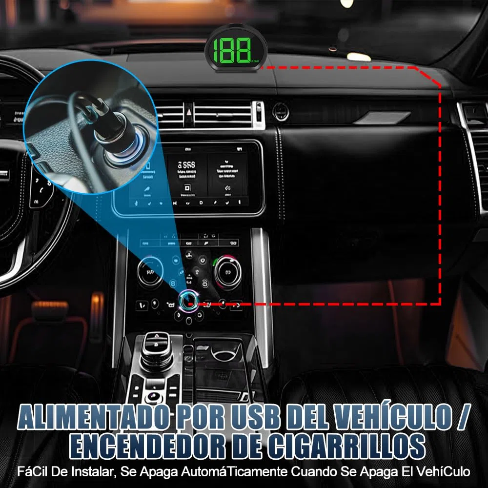 Velocímetro Digital HUD Para Coche con GPS y Beidou, Pantalla LED, USB Conectar y Usar, Compatibile con Todos los Vehículos, 10Hz Refresco, KM/H, Verde