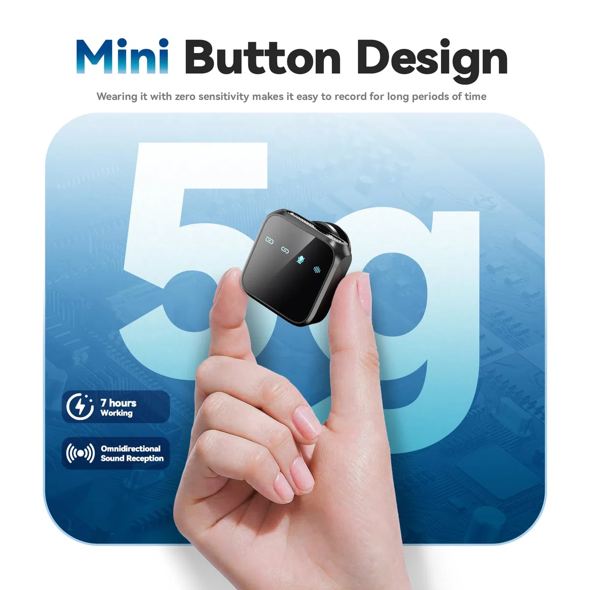 Amazpro Microfono da bavero wireless con clip e magnetico, AI riduzione del rumore, batteria 120 mAh di lunga durata, registrazione audio a distanza per smartphone, fotocamera e PC(USB C)