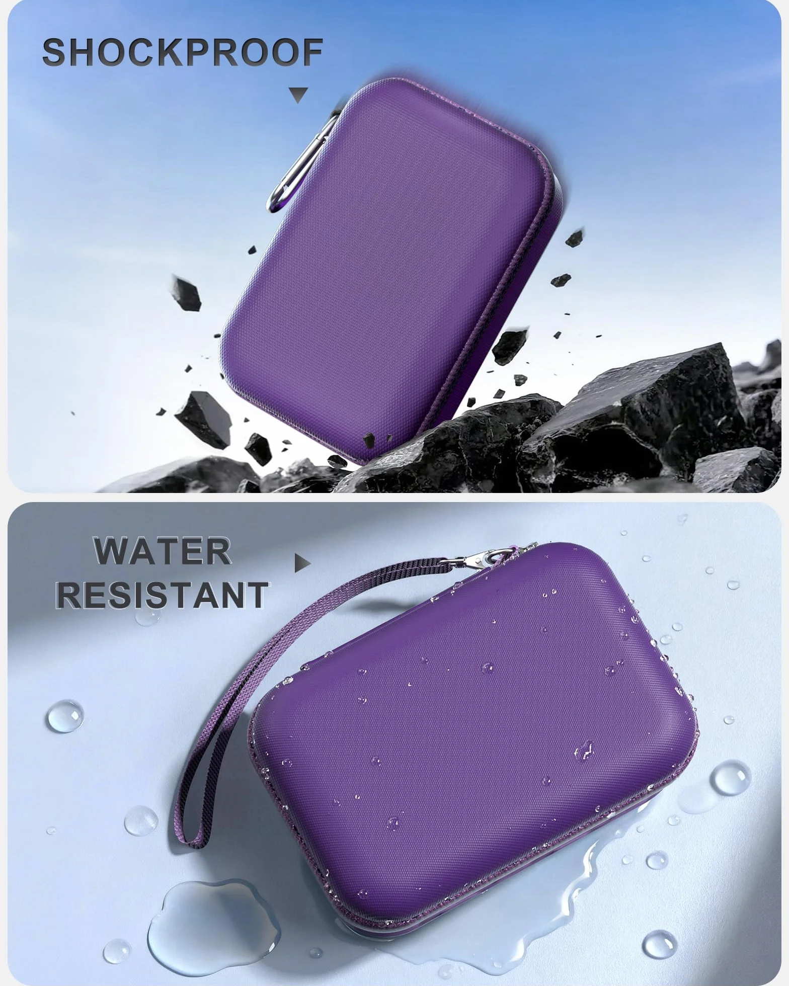ProCase Custodia da Viaggio per JBL Go 4 /Go 3/Eco Ultra/Go Essential 2, Custodia Protettiva per JBL Mini con Taschino Rete e Cinturino -Viola
