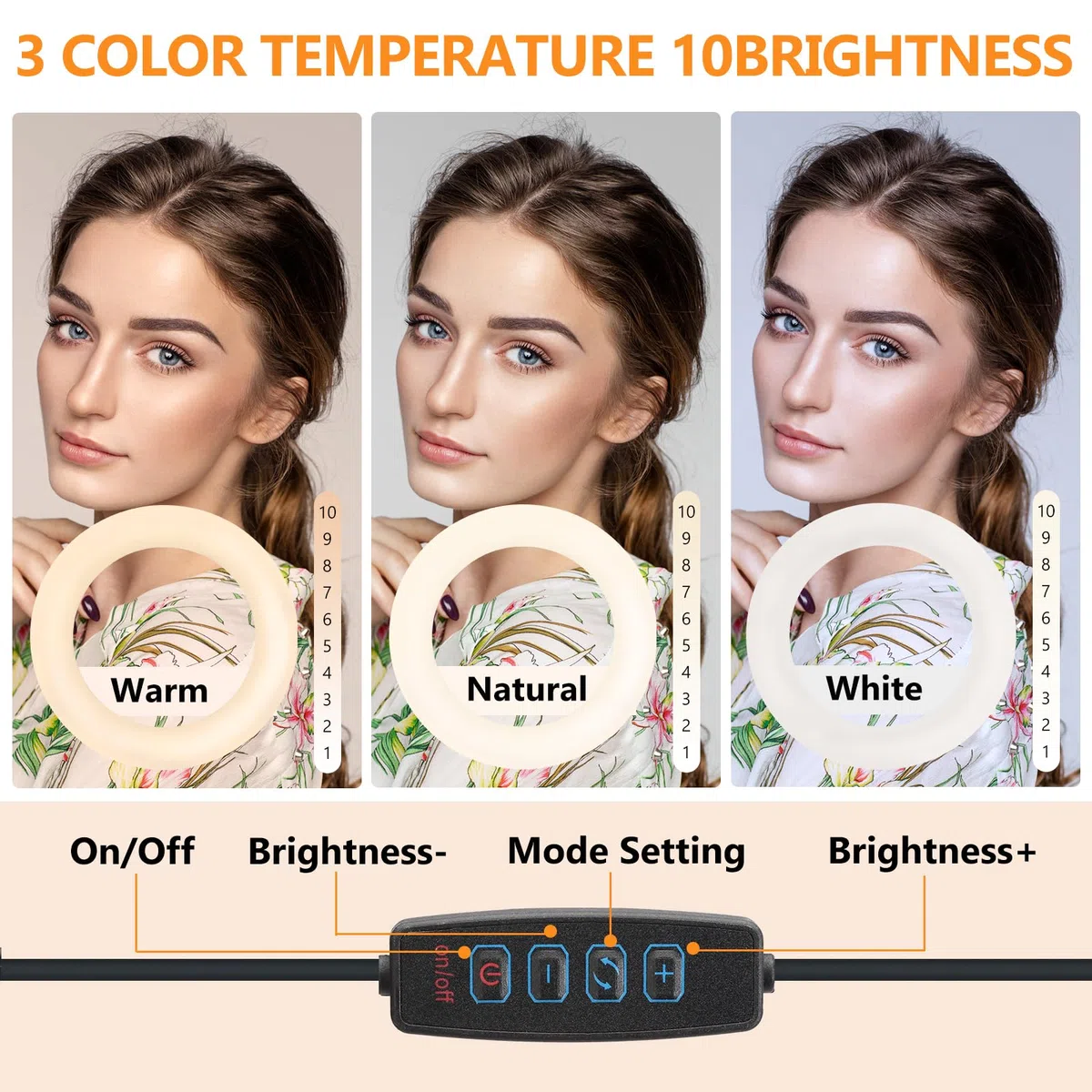 Supporto per cellulare appeso con luce anulare, supporto flessibile per fotocamera da tavolo con luce anulare per registrazione video, live streaming, pittura, make-up e infeltrimento ad ago