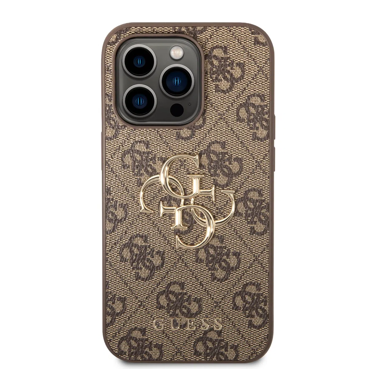 Guess Logo dorato compatibile con iPhone 14 Pro Max – marrone GUHCP14X4GMGGR