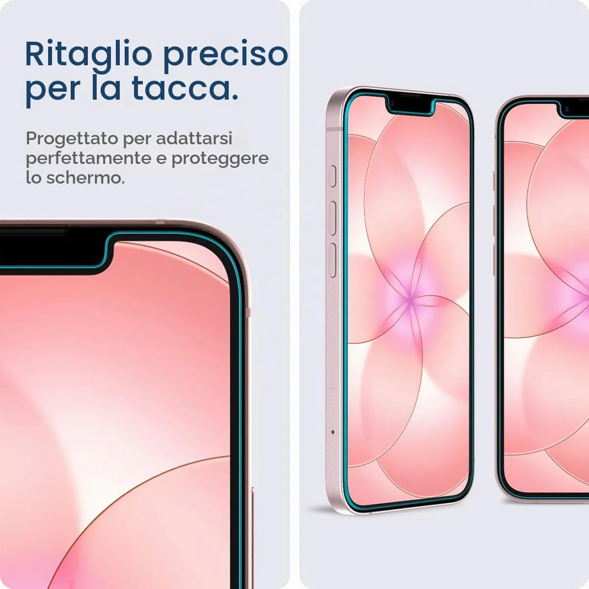 Spigen Glas.tR EZ Fit Vetro Temperato compatibile con iPhone 17e, iPhone 16e, iPhone 14, iPhone 13, iPhone 13 Pro, 2 Pezzi, Cristallino, Durezza 9H Pellicola prottetiva