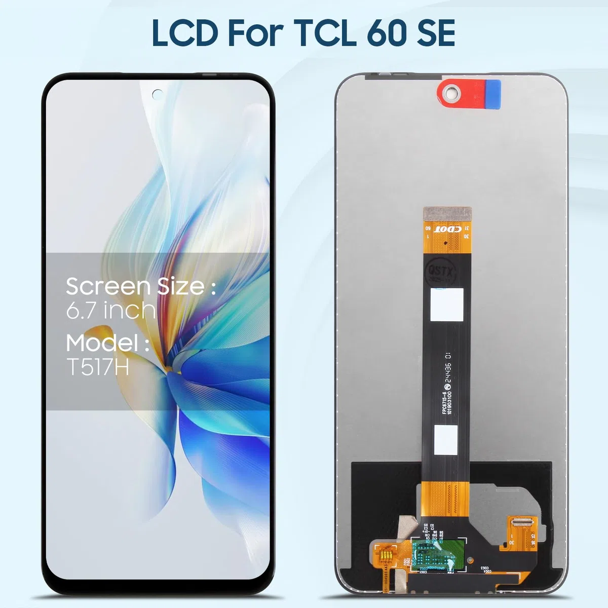 ARSSLY Display LCD per TCL 60 SE / 60 5G / 60R / 605 LCD Display per TCL 60 SE T517H 6,7 pollici LCD Display Schermo di Ricambio Touch Digitalizer Assembly con Riparazione Kit, Nero