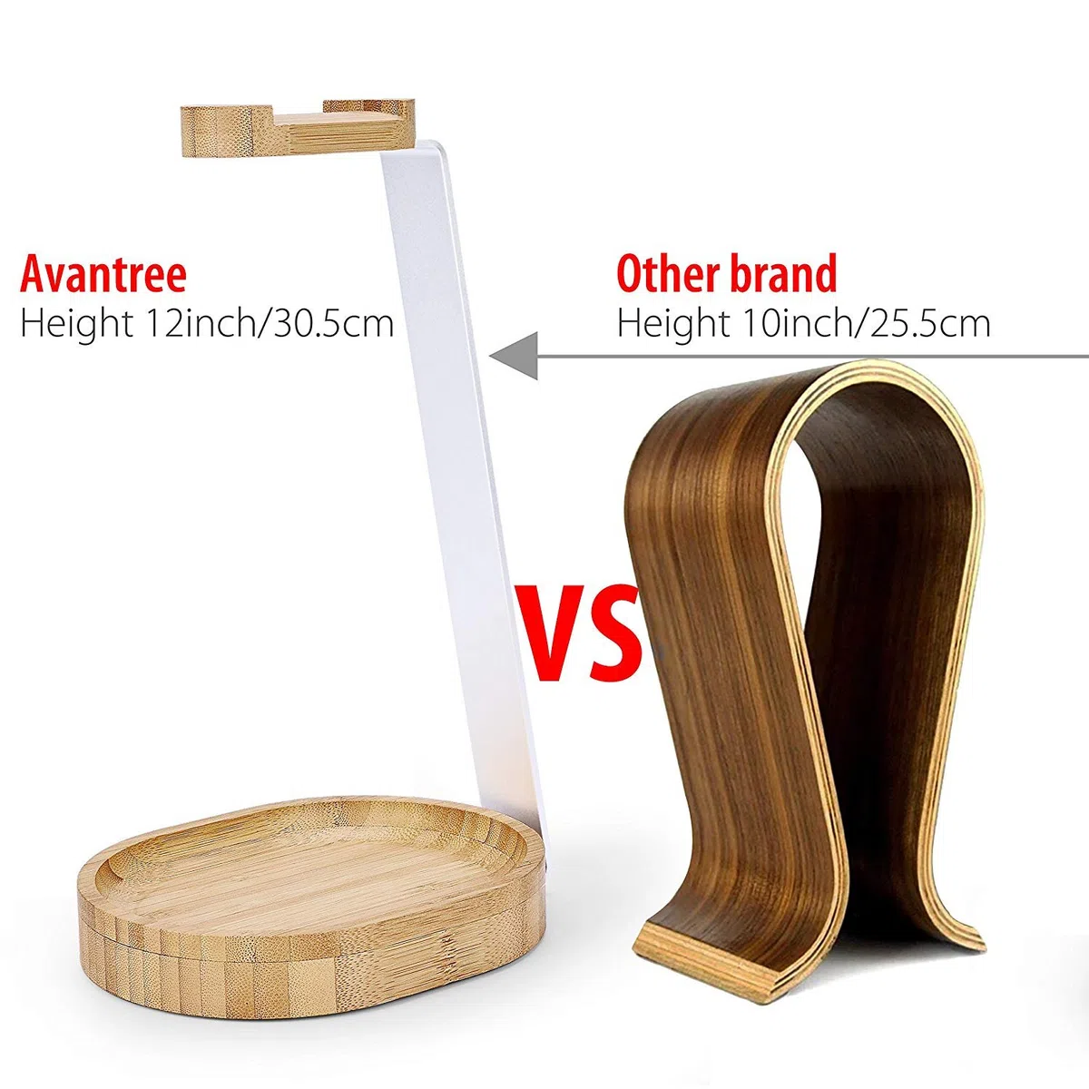 Avantree Universale Headset Stand Cuffie Supporto Legno & Alluminio con Ferma Cavo