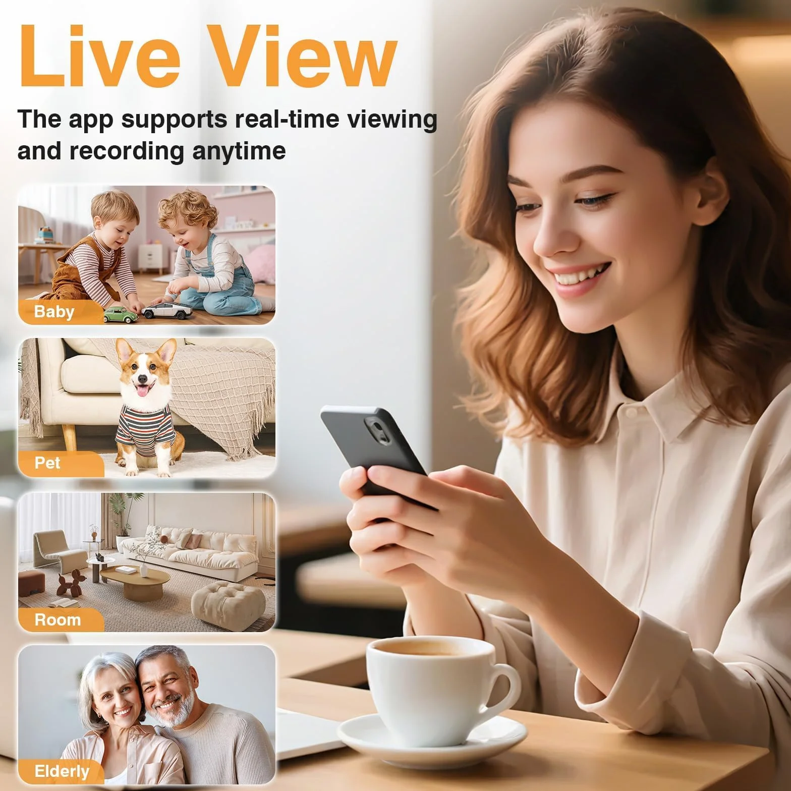Mini Telecamera WiFi Interna 2K Videocamera Sorveglianza con Visione Notturna, 5 Ore Autonomia, Notifiche Movimento Istantanee, Registrazione Ciclica,Doppia Memoria SD/Cloud, Controllo Remoto Con App