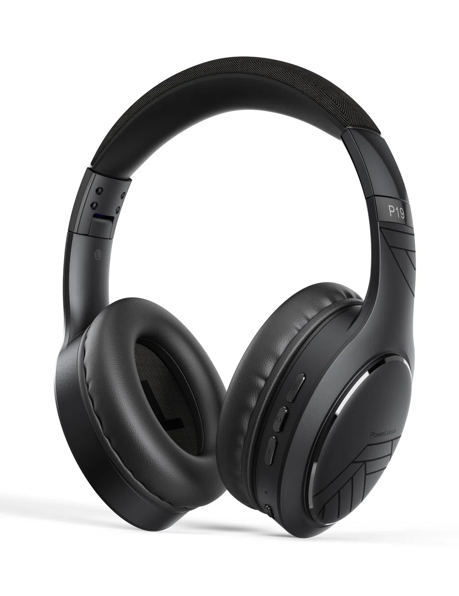 PowerLocus Cuffie Bluetooth, Cuffie Over-Ear con 60 ore di riproduzione, 3 - modalità di EQ, Cuffie Wireless Pieghevoli, Cuffie con Microfono, Hi-Fi Bassi Profondi per Viaggio/Android/Corso Online
