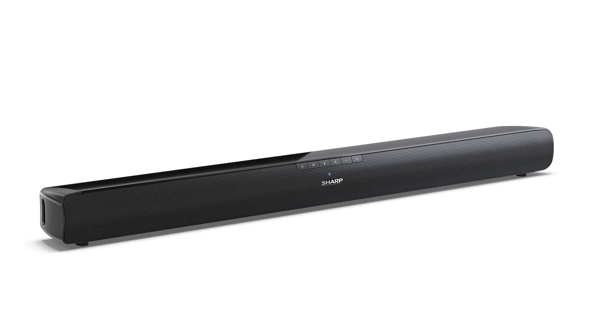 Sharp HT-SB100 Mini Soundbar con streaming audio wireless Bluetooth 5.1, Bluetooth con HDMI ARC/CEC, USB player, potenza totale 75 W, colore: Nero