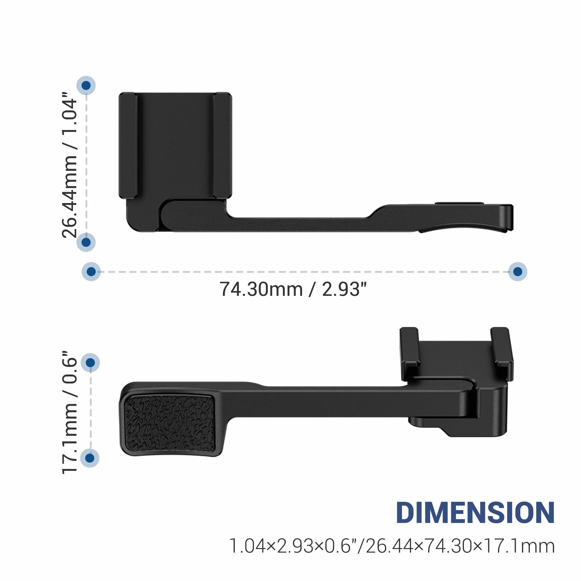 JJC Impugnatura in lega di alluminio per fotocamera Fujifilm GFX100RF, protezione per slitta calda, design con supporto per scarpa fredda, colore nero